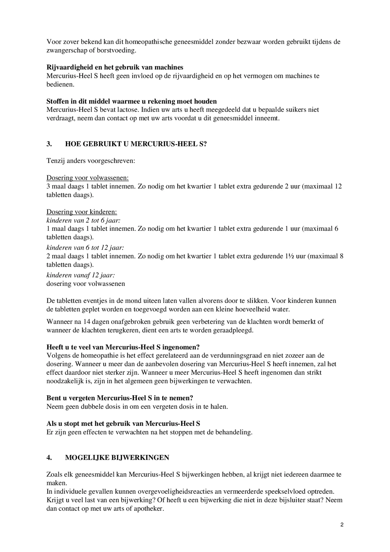 Mercurius S Tabletten afbeelding van document #2, bijsluiter