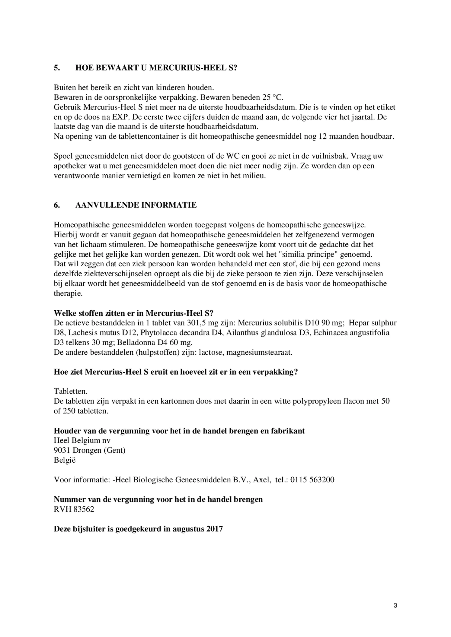 Mercurius S Tabletten afbeelding van document #3, bijsluiter