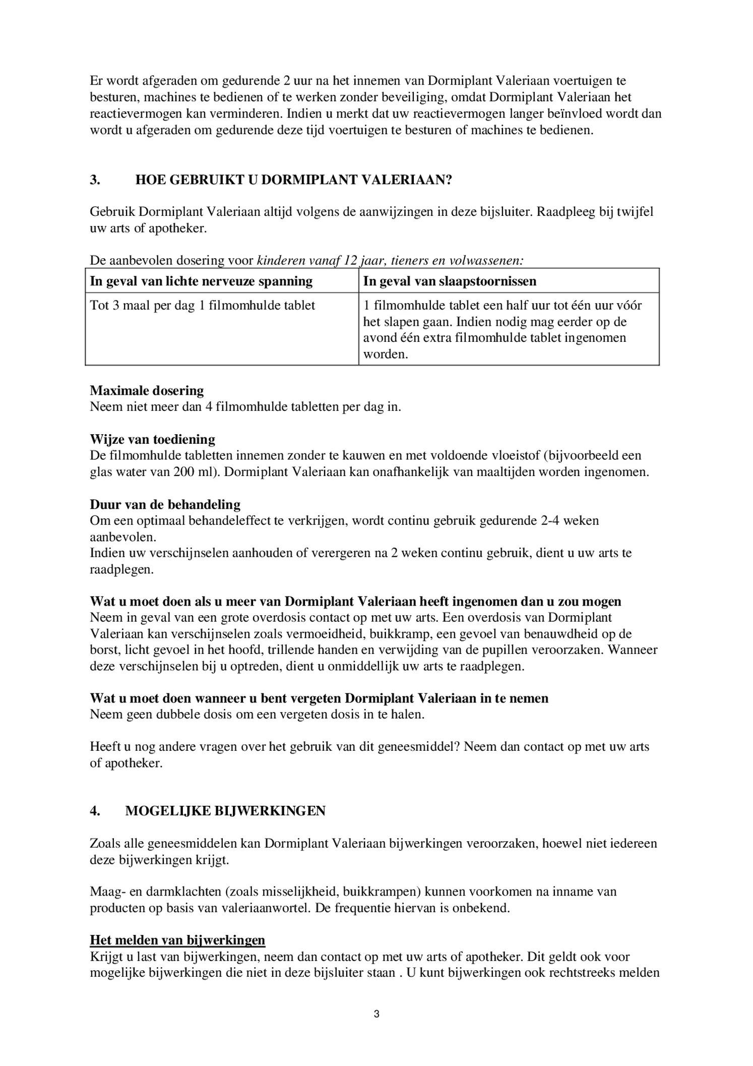 Dormiplant Valeriaan Tabletten afbeelding van document #3, bijsluiter