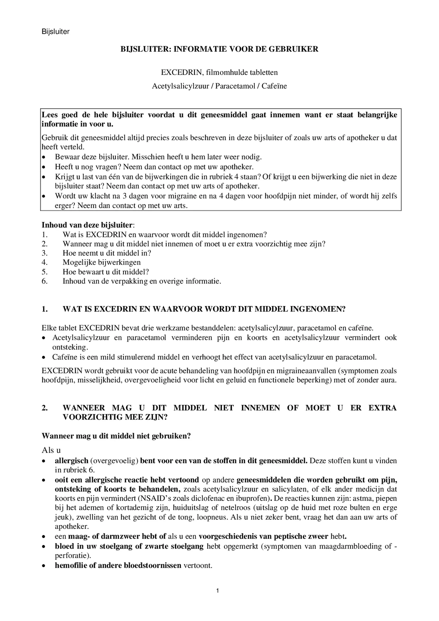 Filmomhulde Tabletten, bij migraine en hoofdpijn afbeelding van document #1, bijsluiter