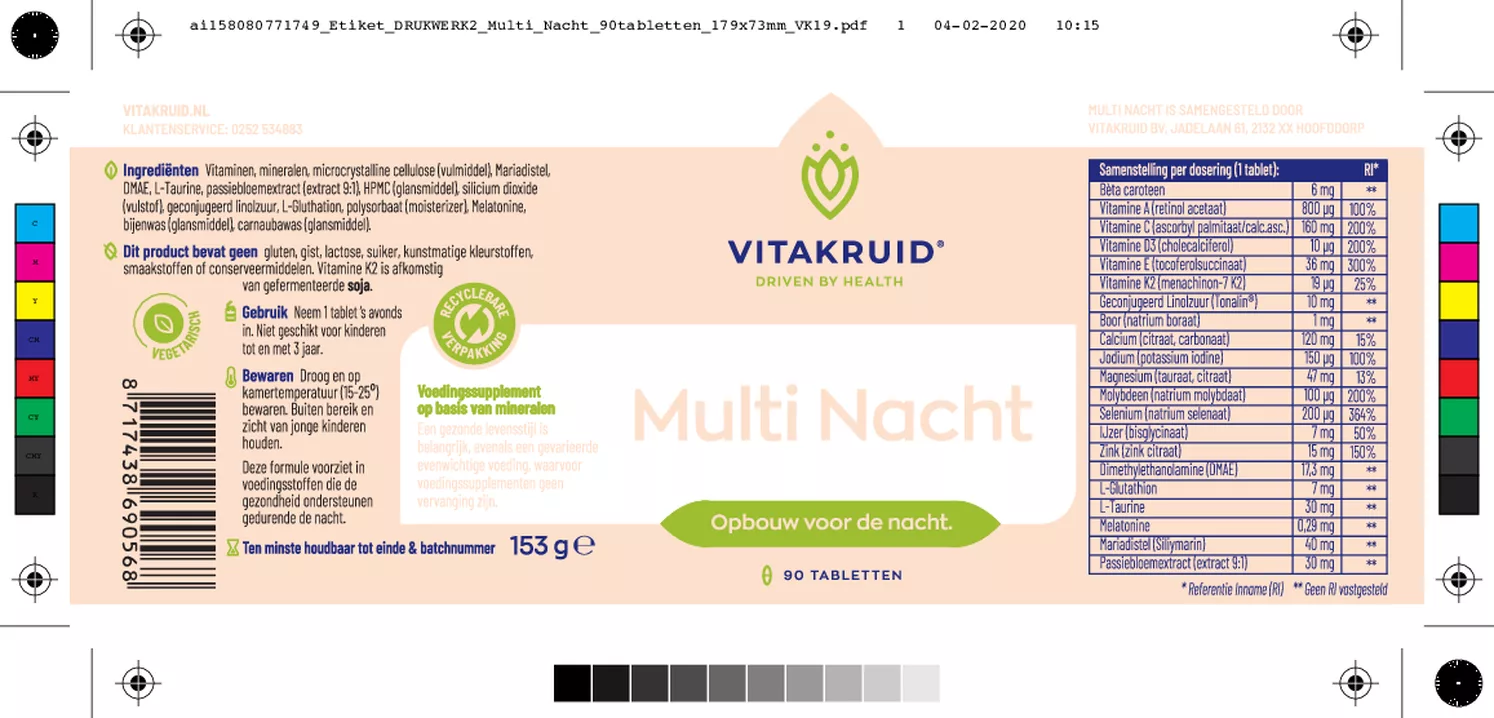 Multi Nacht Tabletten afbeelding van document #1, etiket