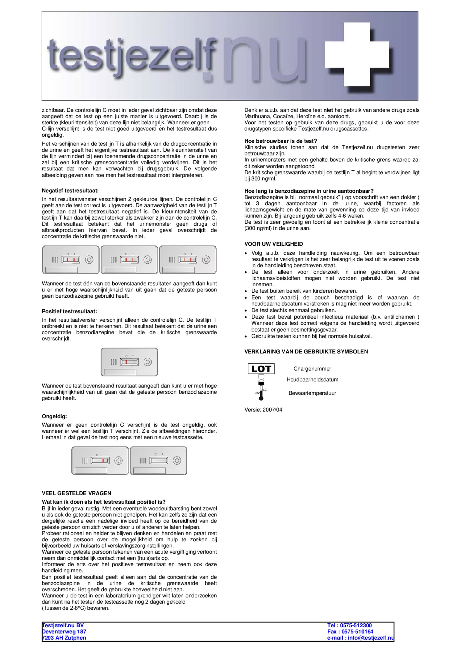 Testjezelf Drugtest Benzodiazepine afbeelding van document #2, gebruiksaanwijzing