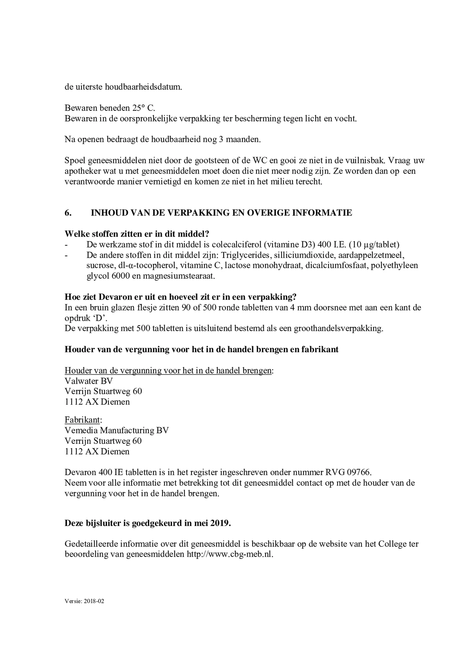 Vitamine D Tabletten afbeelding van document #5, bijsluiter