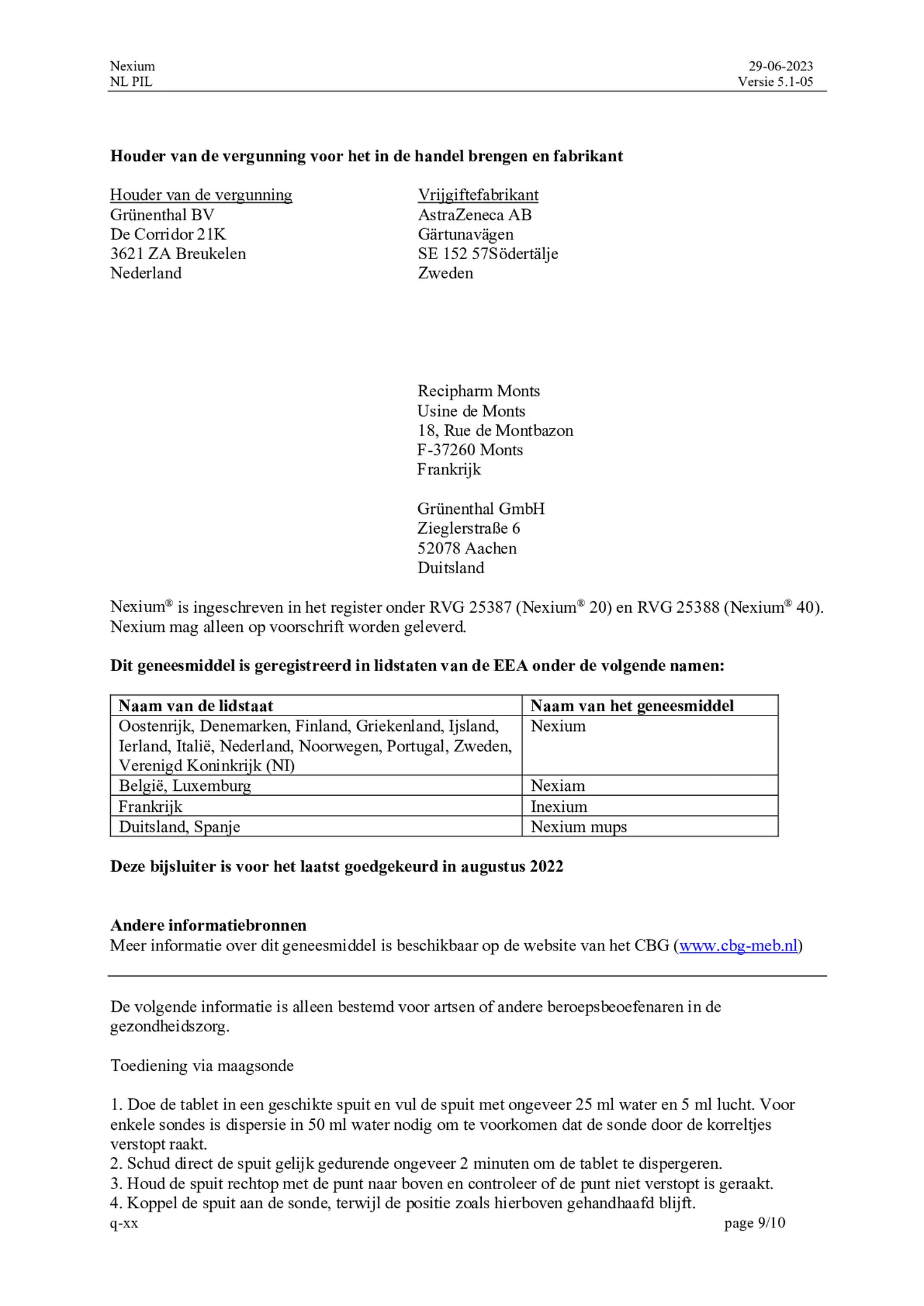 Control Tabletten 20mg Esomeprazo afbeelding van document #9, bijsluiter