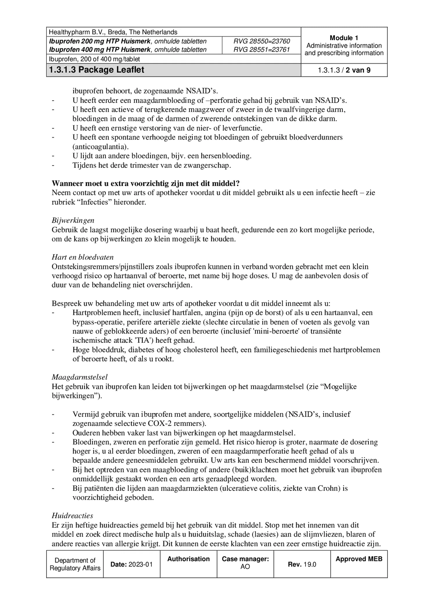 Ibuprofen HTP 400mg Tabletten afbeelding van document #2, bijsluiter