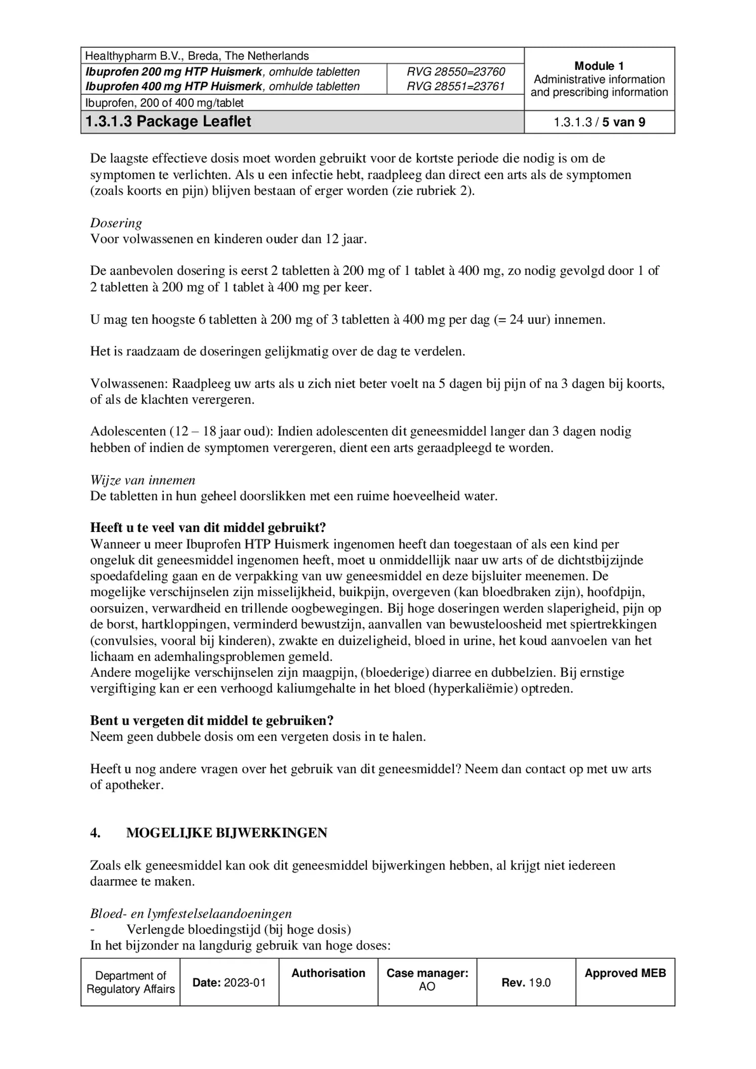 Ibuprofen HTP 400mg Tabletten afbeelding van document #5, bijsluiter