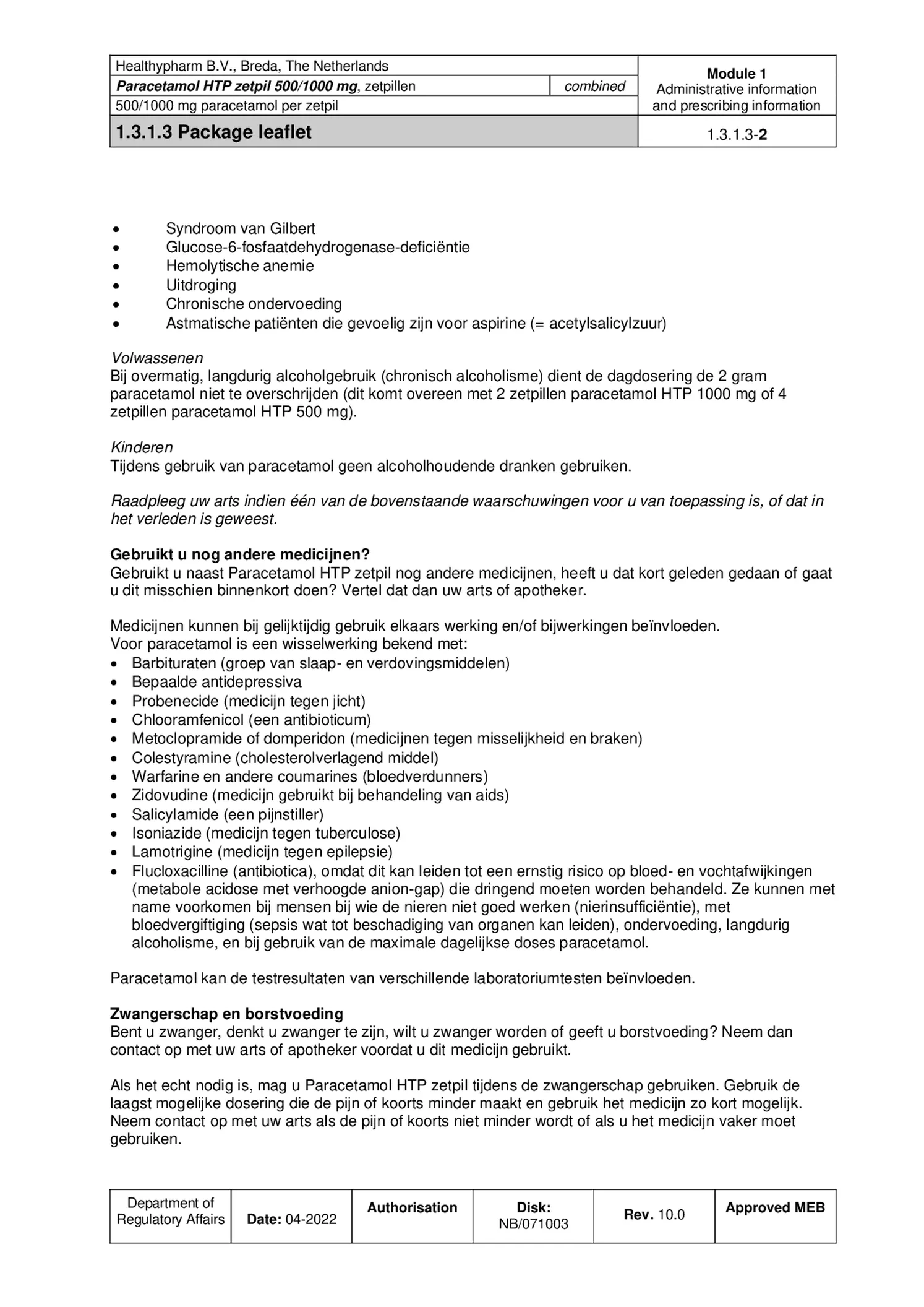 Paracetamol HTP Zetpil 500mg afbeelding van document #2, bijsluiter