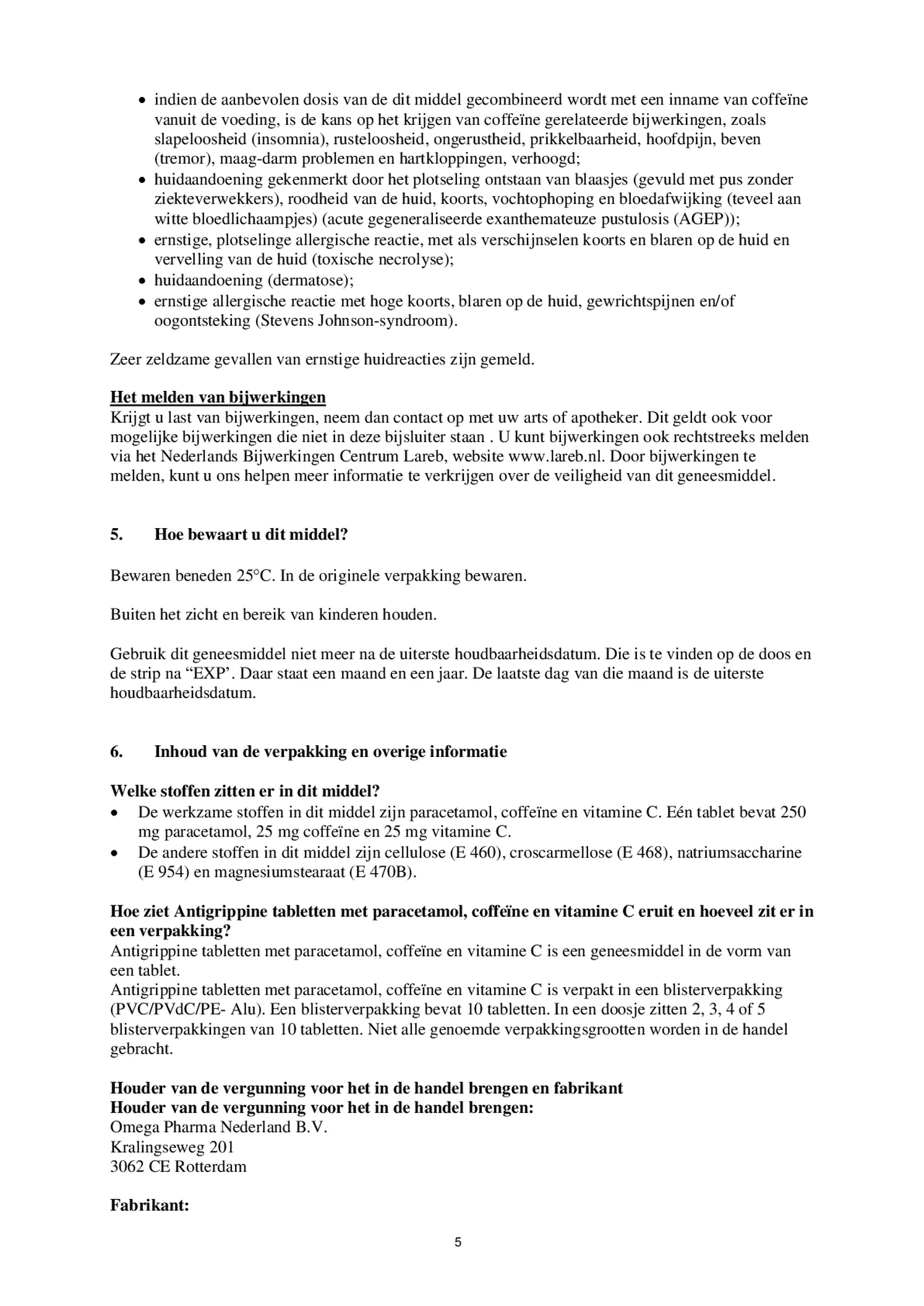 Tabletten afbeelding van document #5, bijsluiter