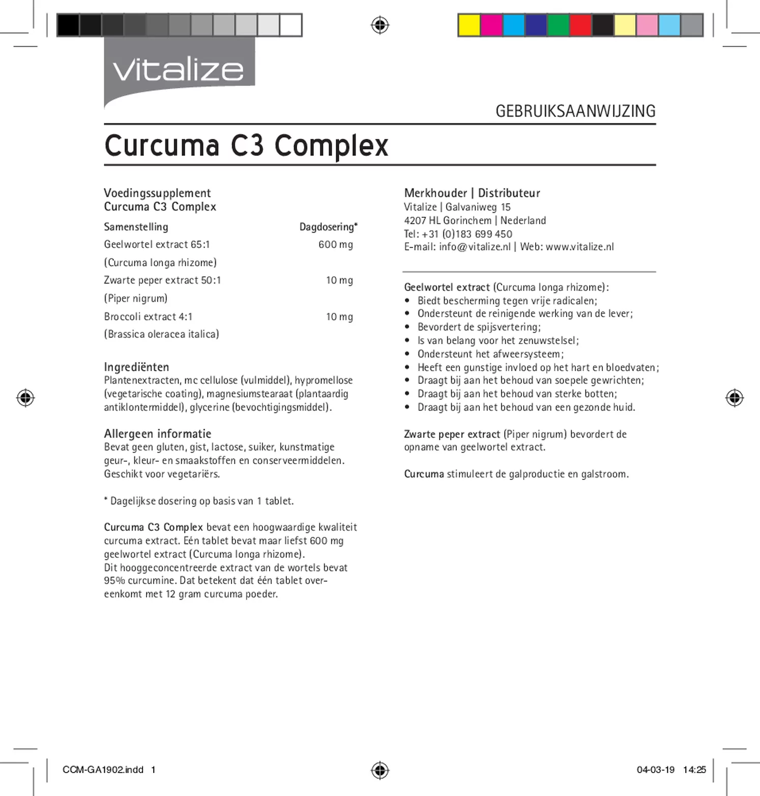 Curcuma C3 Complex Tabletten afbeelding van document #1, gebruiksaanwijzing