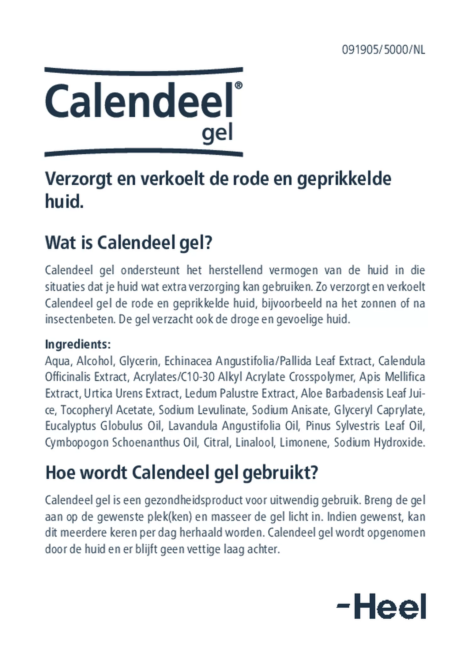 Calendeel Gel afbeelding van document #1, gebruiksaanwijzing