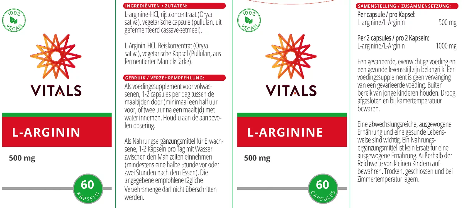 L-Arginine Capsules afbeelding van document #1, etiket