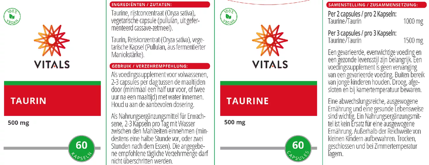 Taurine Capsules afbeelding van document #1, etiket