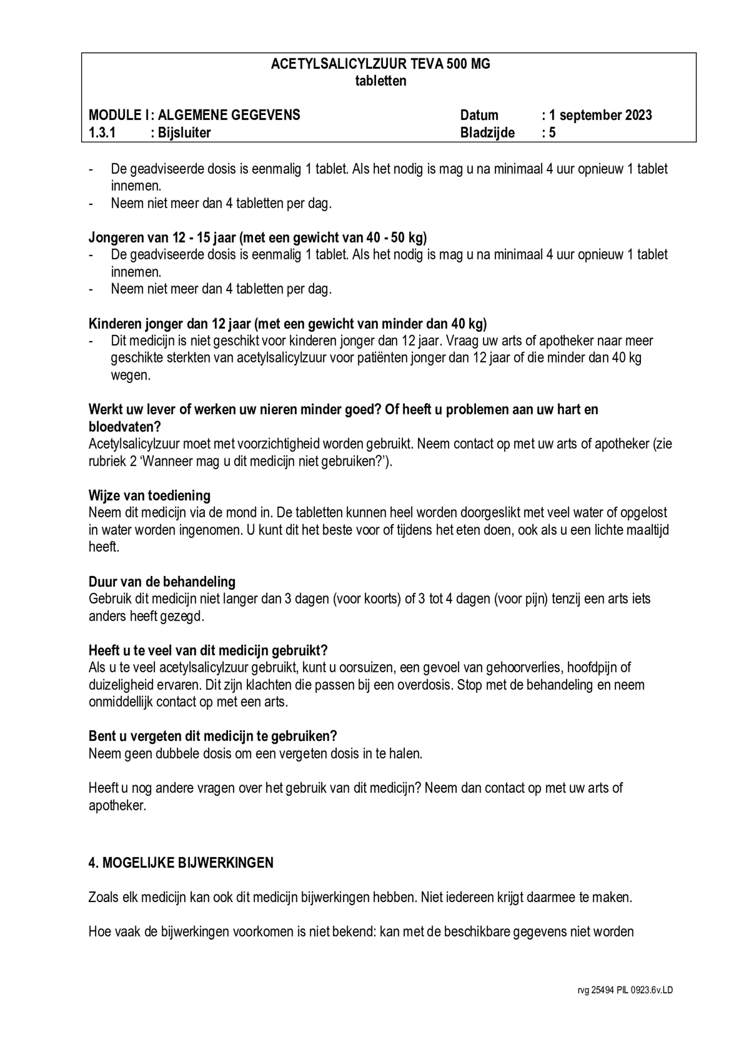 Acetylsalicylzuur 500mg Tabletten afbeelding van document #5, bijsluiter