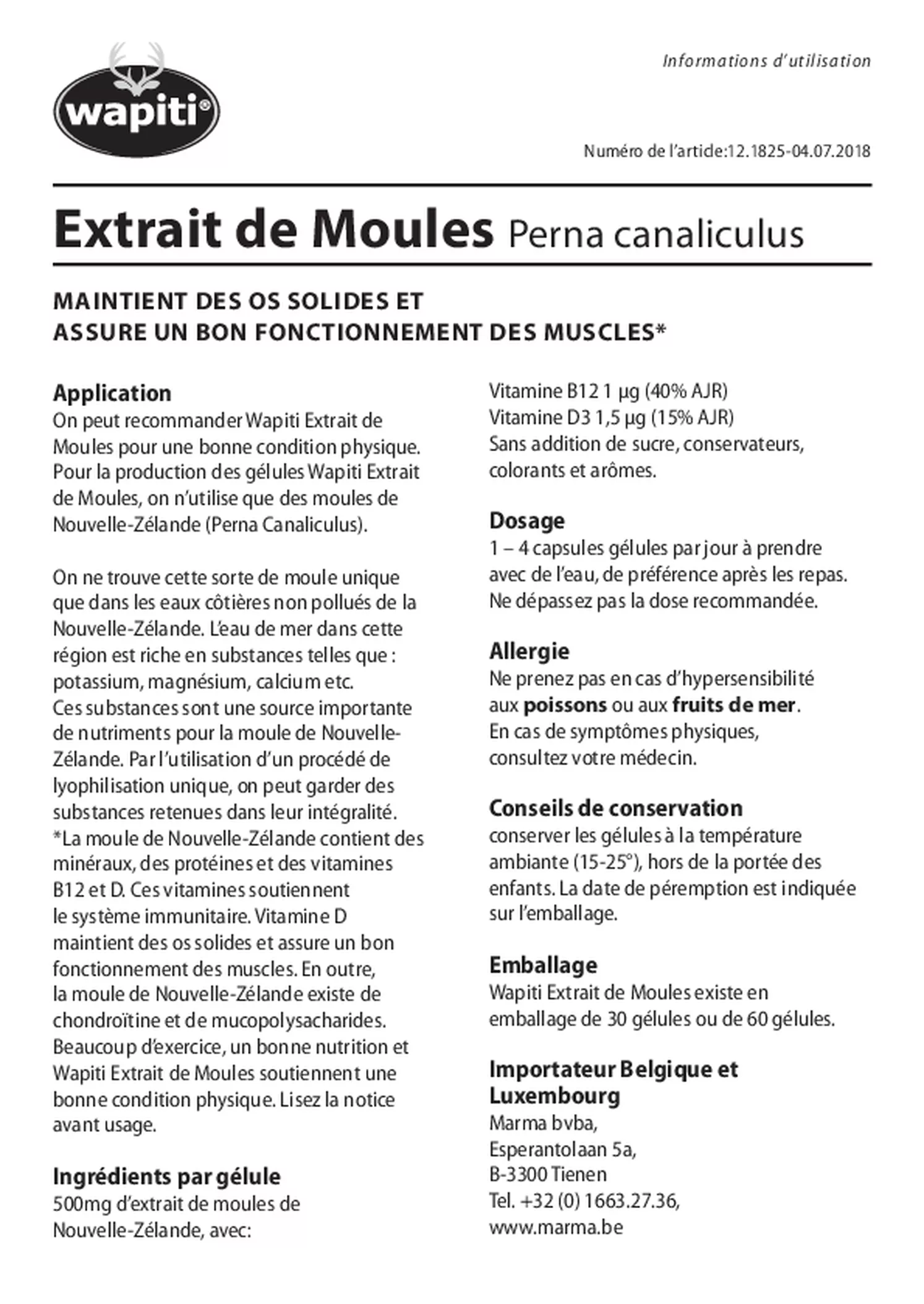 Mossel Extract Capsules afbeelding van document #2, gebruiksaanwijzing