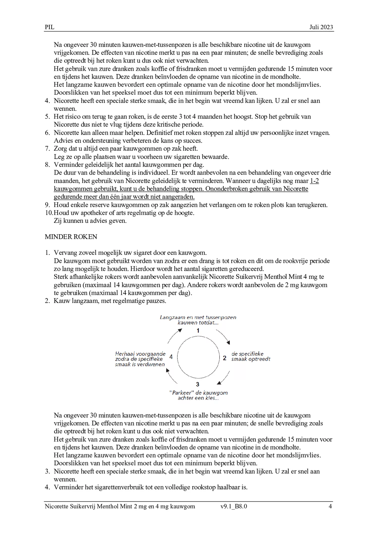 Suikervrij Kauwgom Menthol Mint 2mg afbeelding van document #4, bijsluiter