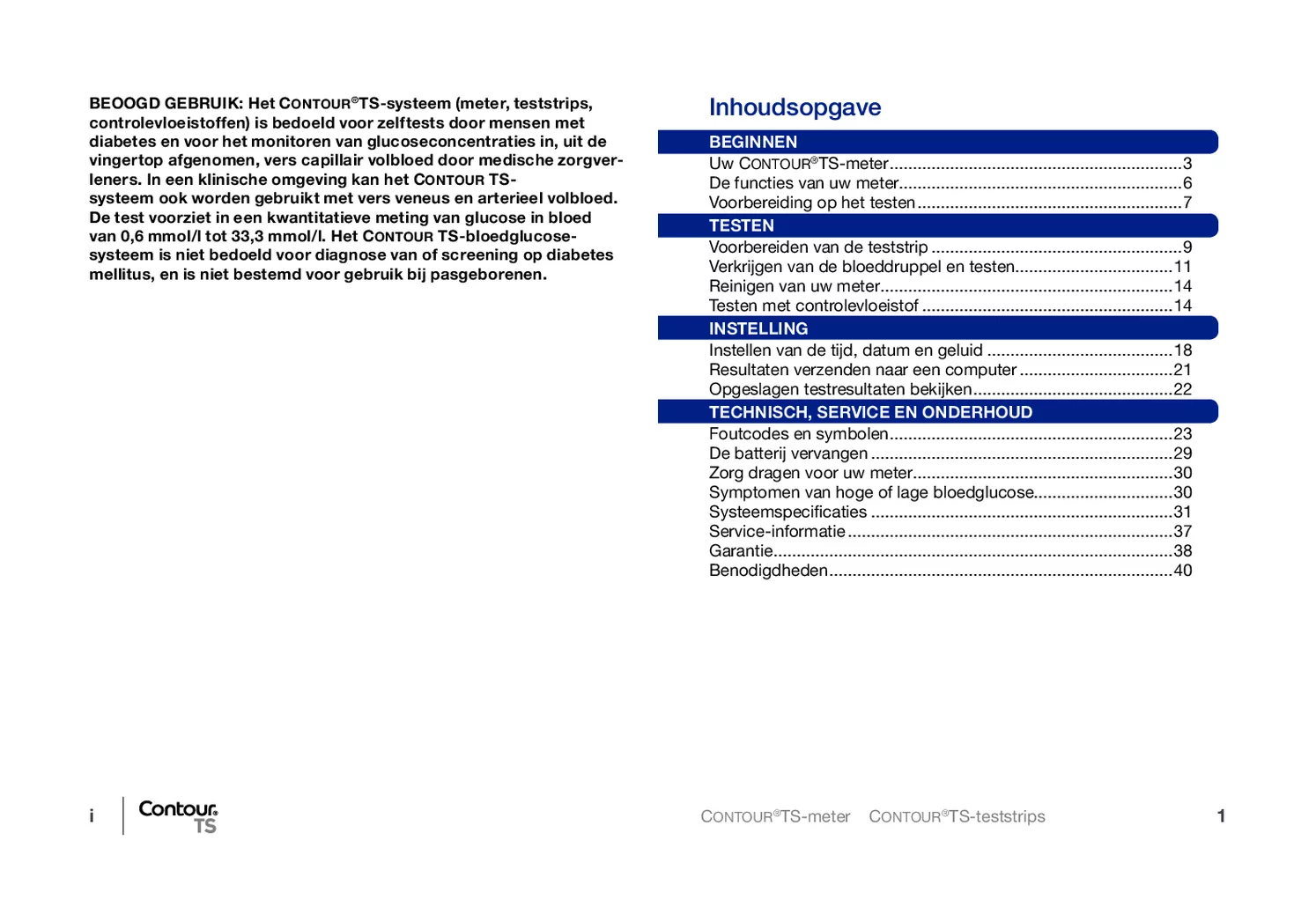 Contour TS Glucosemeter Startpakket afbeelding van document #2, gebruiksaanwijzing