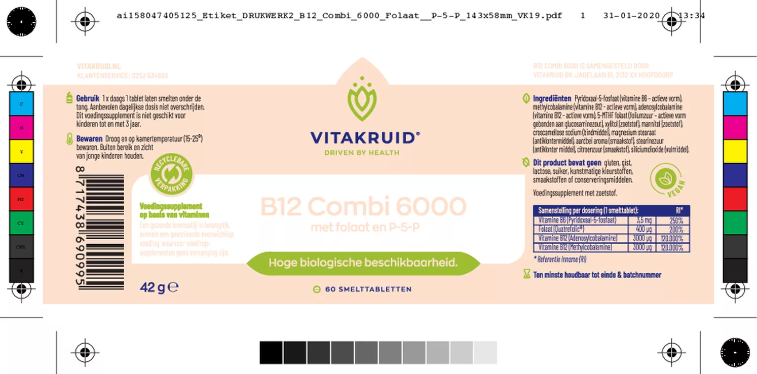 B12 Combi 6000mcg Smelttabletten afbeelding van document #1, etiket