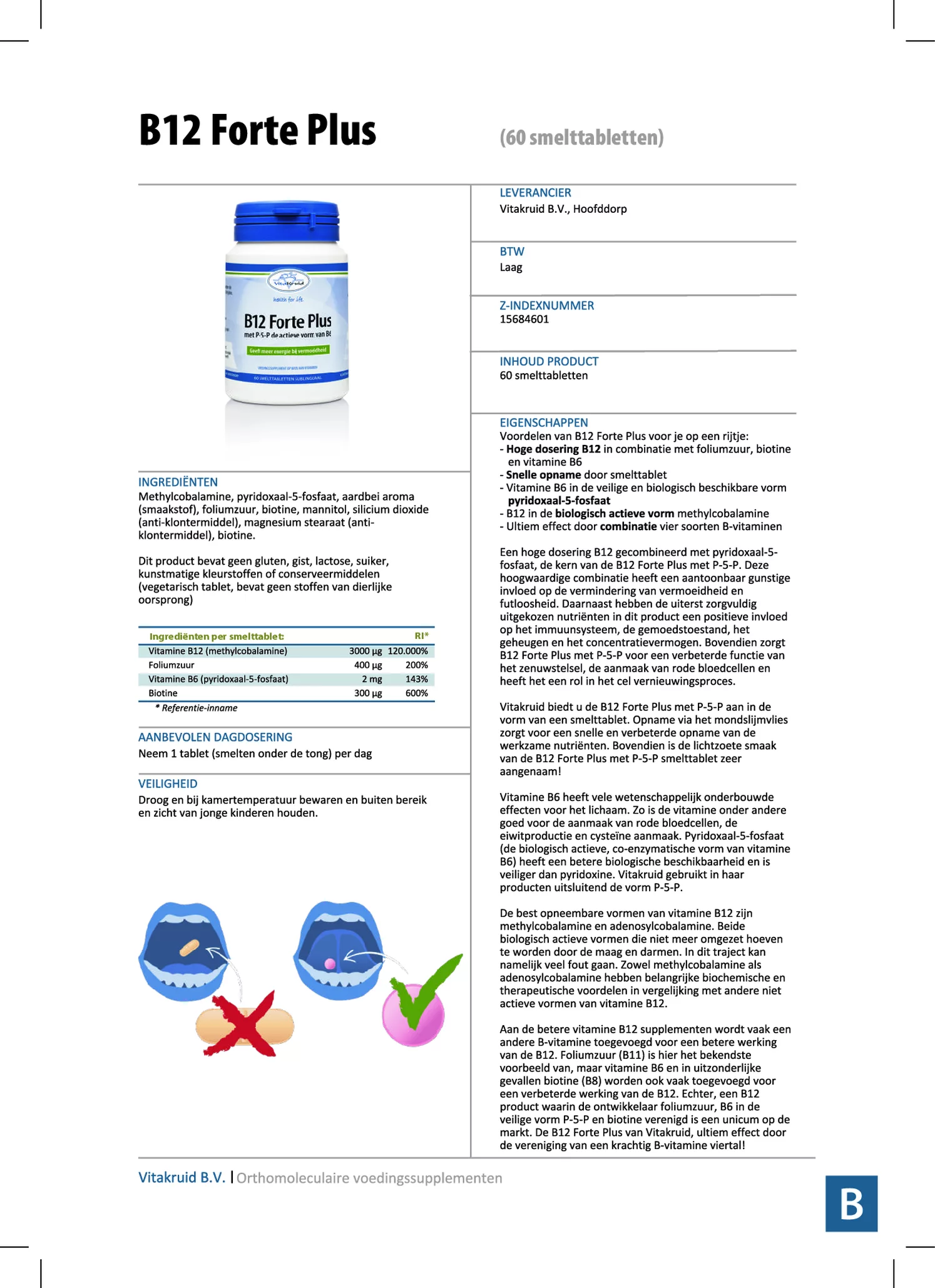 B12 Forte Plus Tabletten afbeelding van document #1, informatiefolder