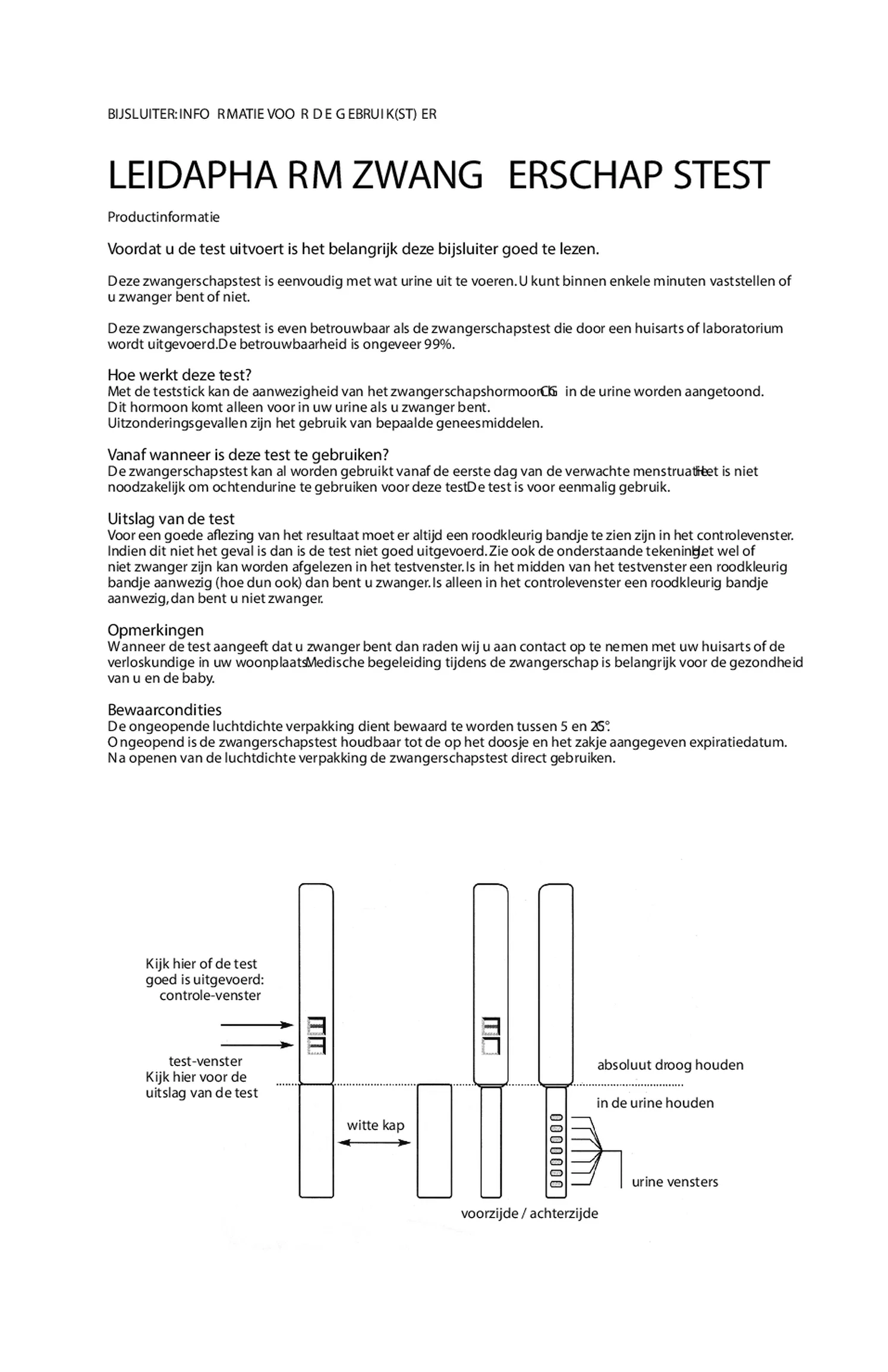 Zwangerschapstest afbeelding van document #1, gebruiksaanwijzing