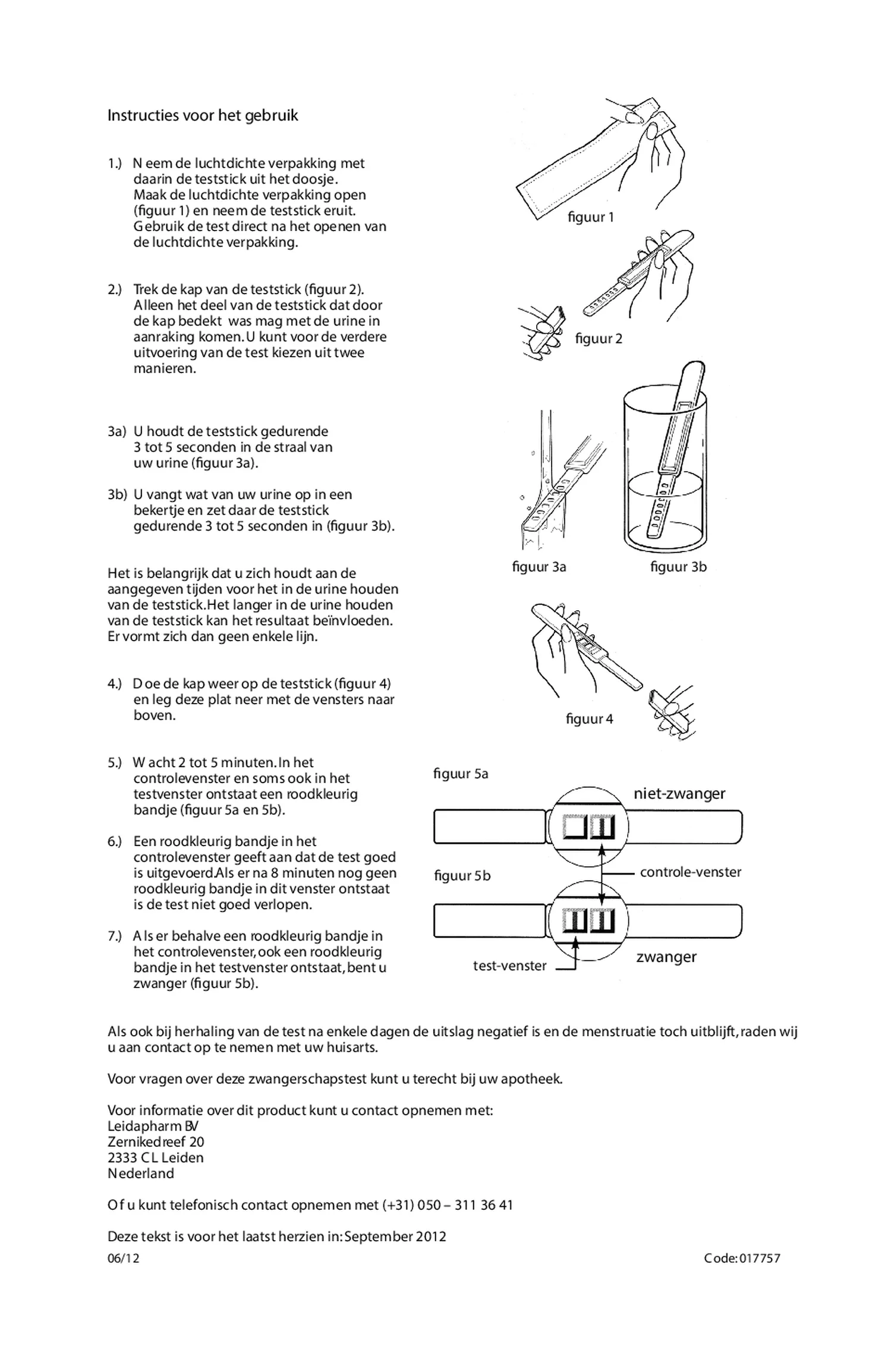 Zwangerschapstest afbeelding van document #2, gebruiksaanwijzing