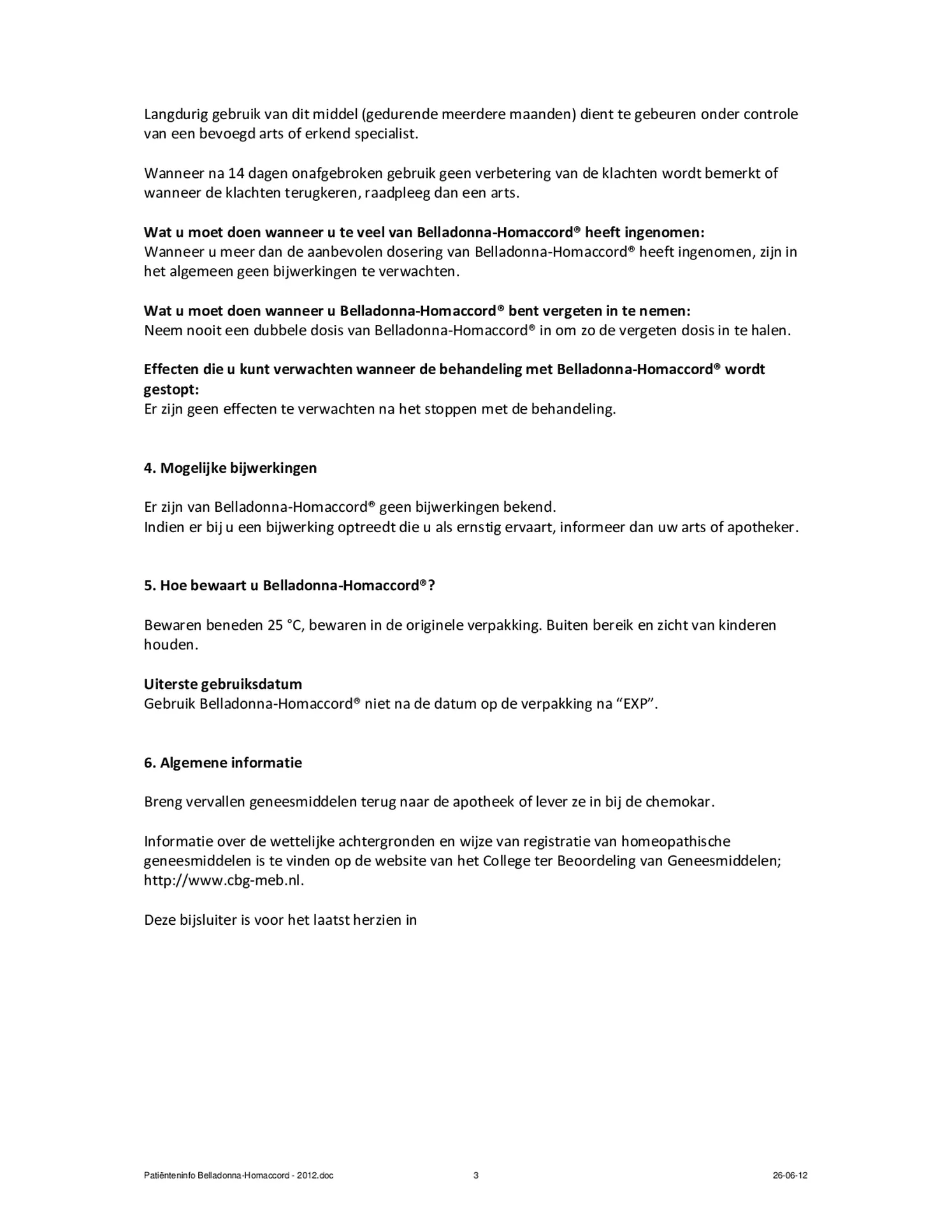 Belladonna-Homaccord afbeelding van document #3, bijsluiter