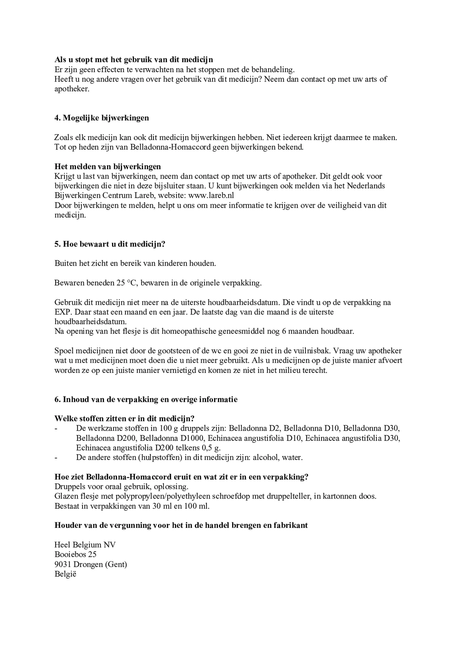 Belladonna-Homaccord afbeelding van document #3, bijsluiter