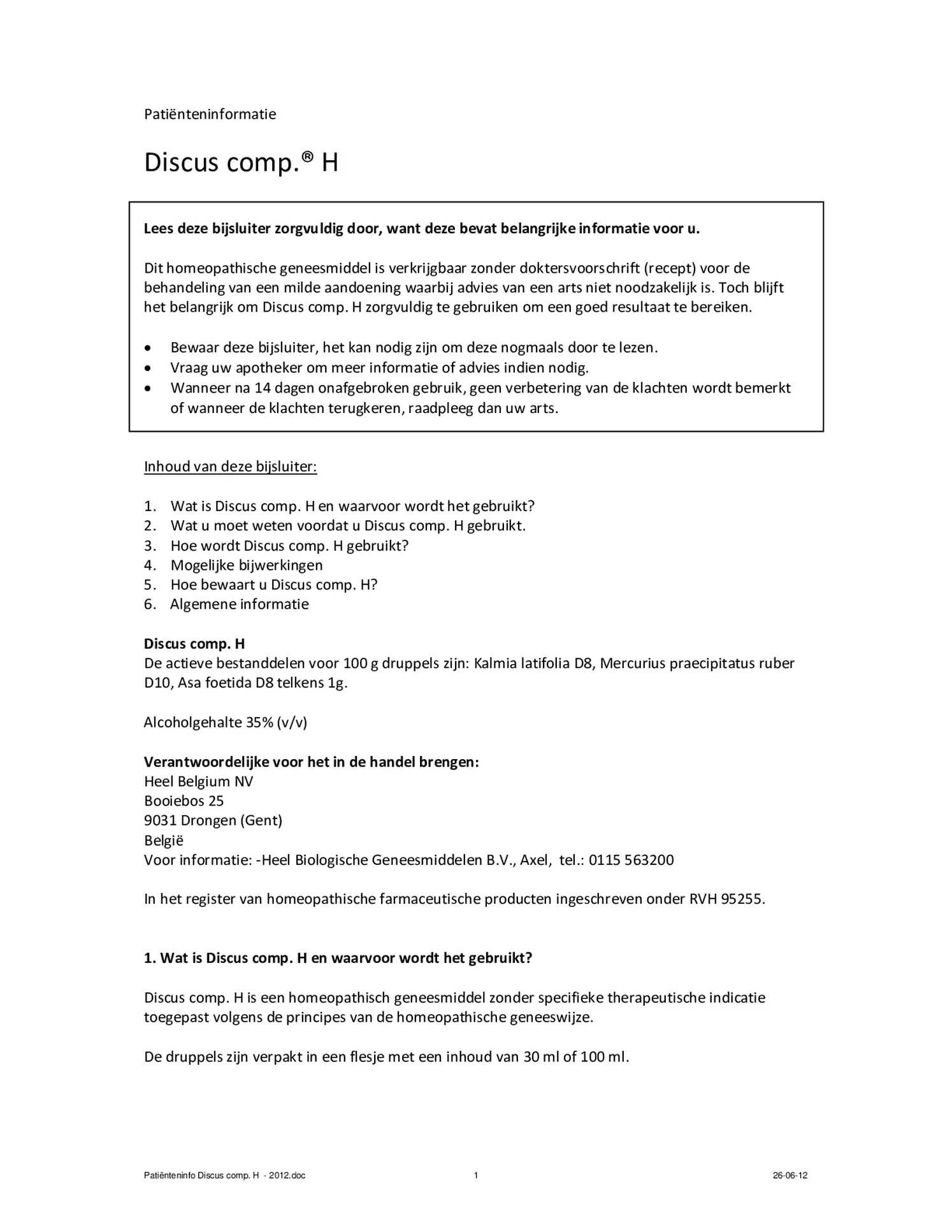 Discus Compositum H afbeelding van document #1, bijsluiter