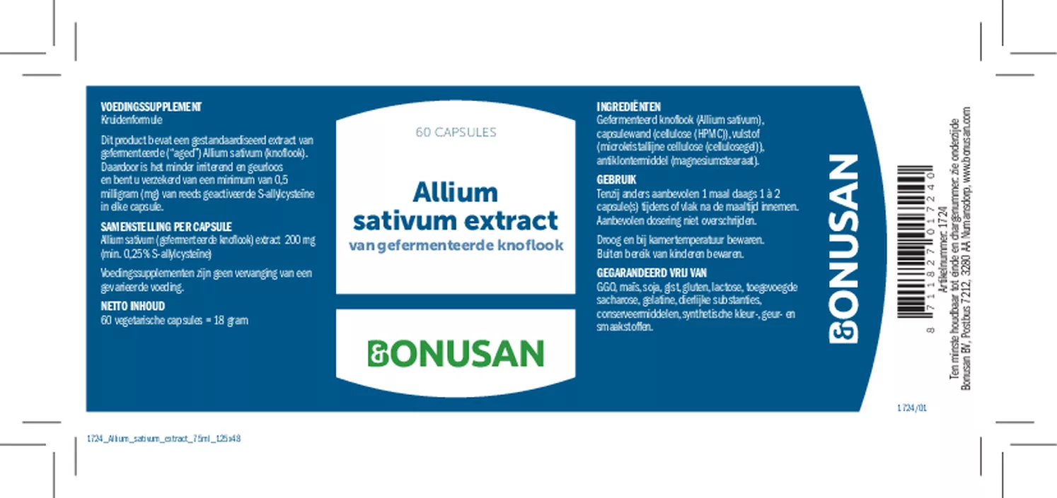 Allium Sativum Extract Capsules afbeelding van document #1, etiket