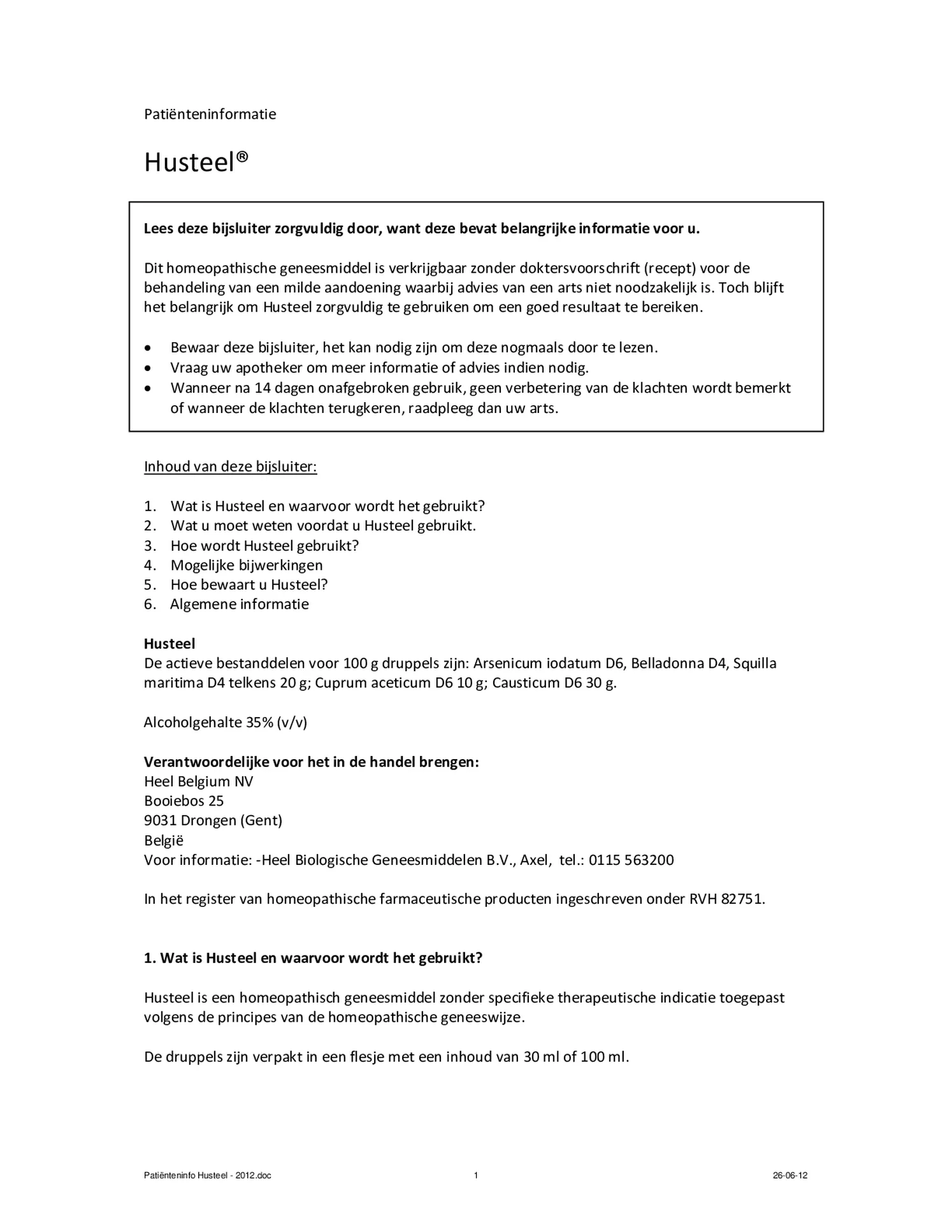 Husteel afbeelding van document #1, bijsluiter