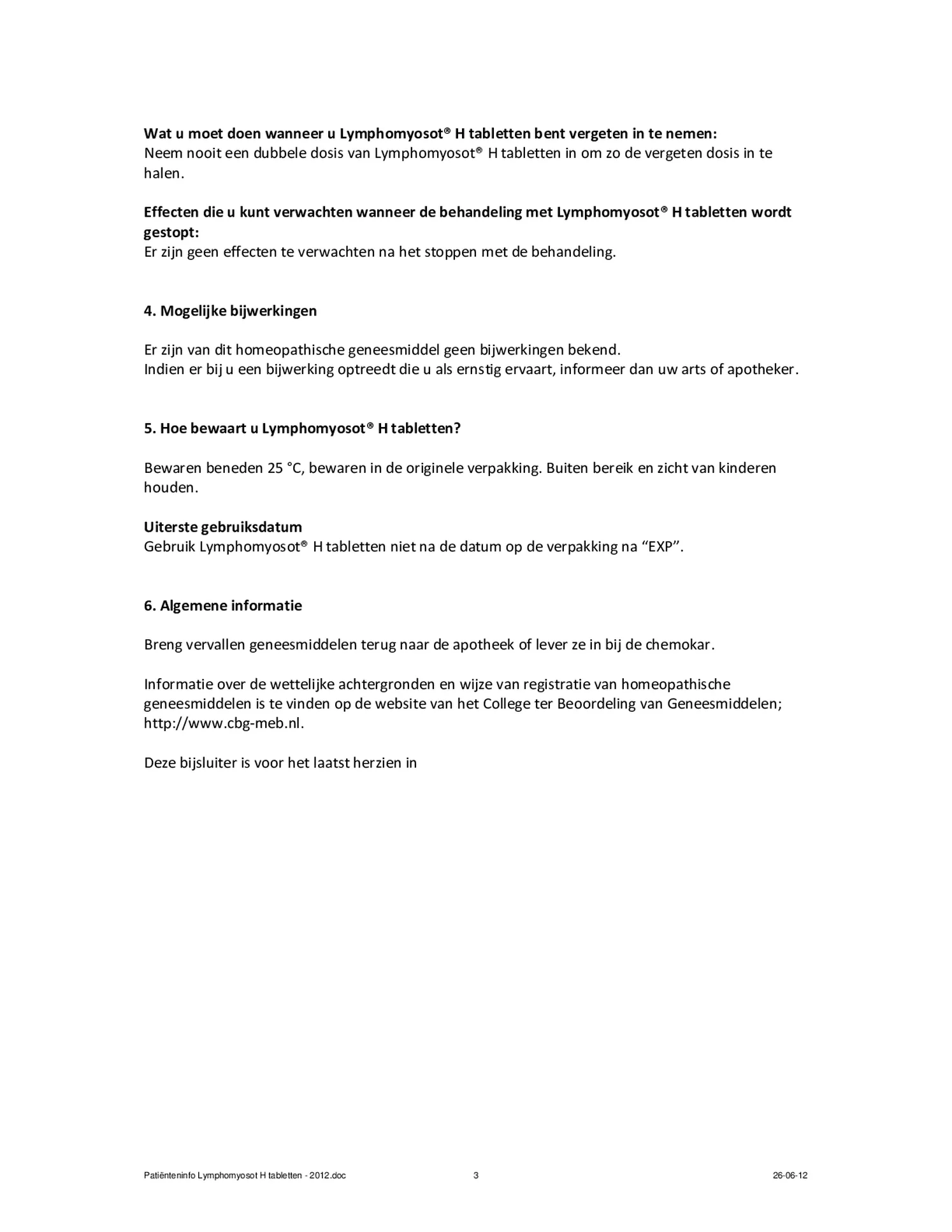 Lymphomyosot H Tabletten afbeelding van document #3, bijsluiter