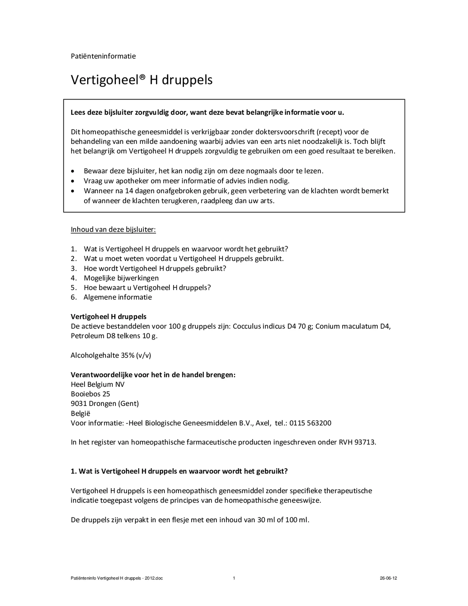 Vertigoheel H afbeelding van document #1, bijsluiter