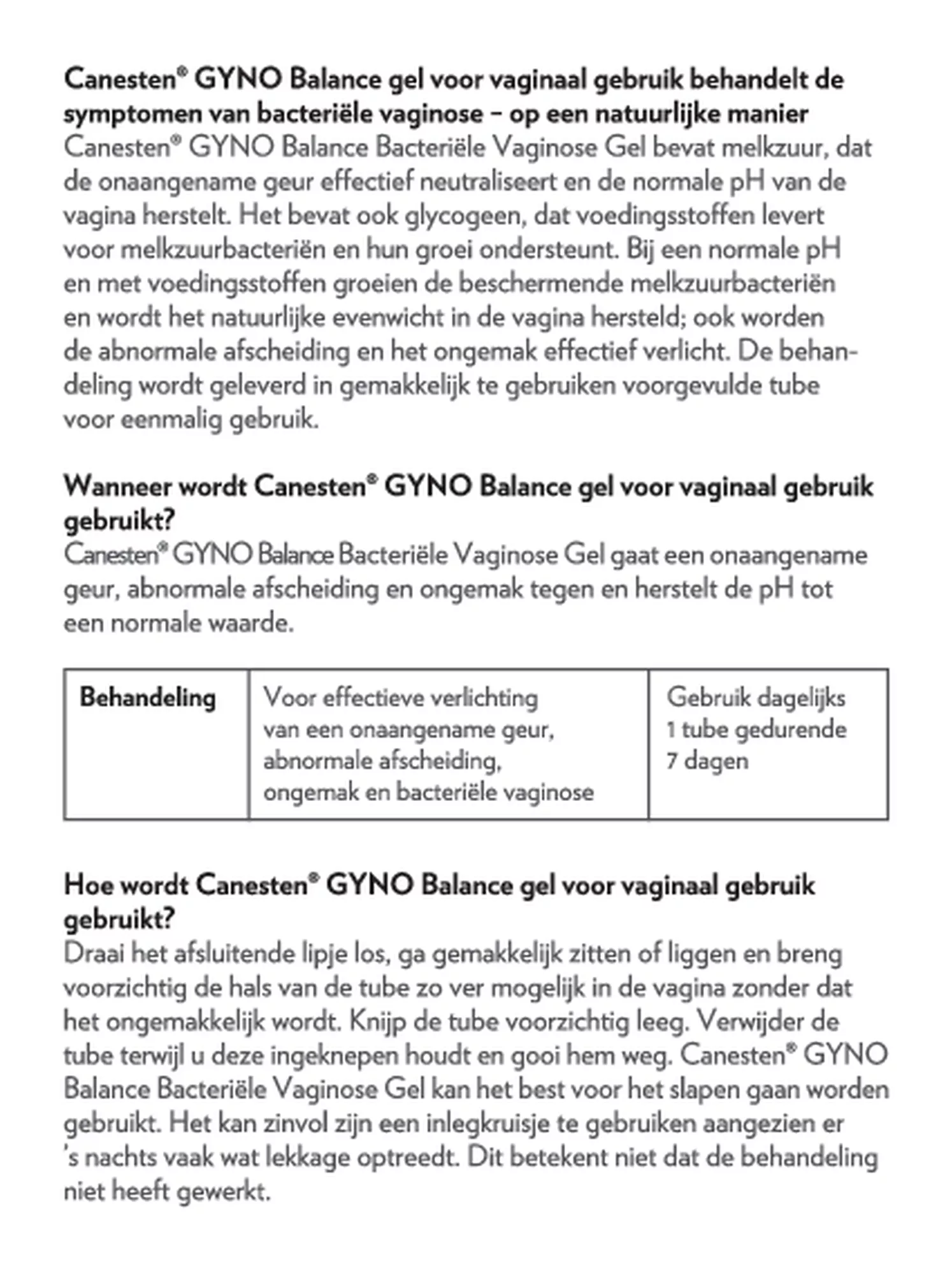 Gyno Balance Gel afbeelding van document #2, gebruiksaanwijzing