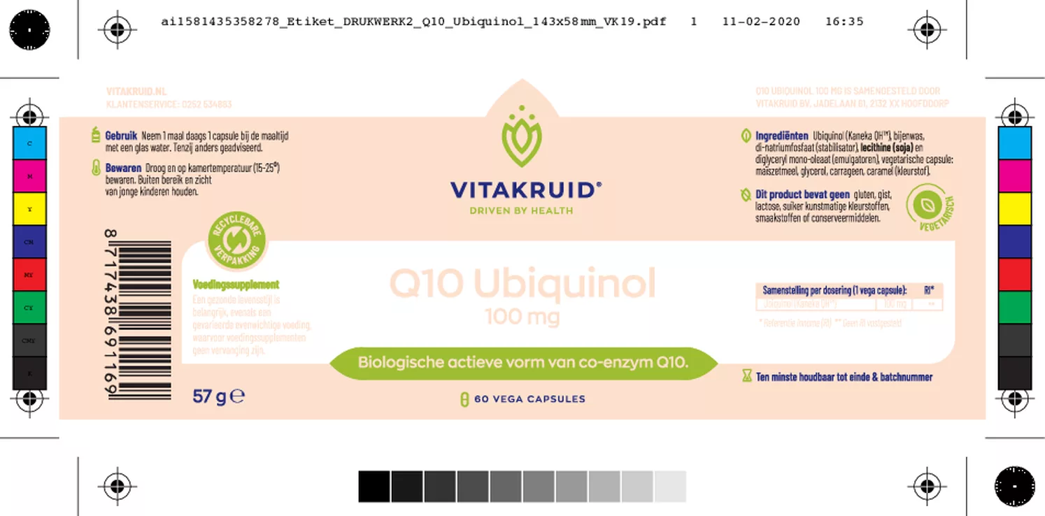 Q10 Ubiquinol 100mg Capsules afbeelding van document #1, etiket