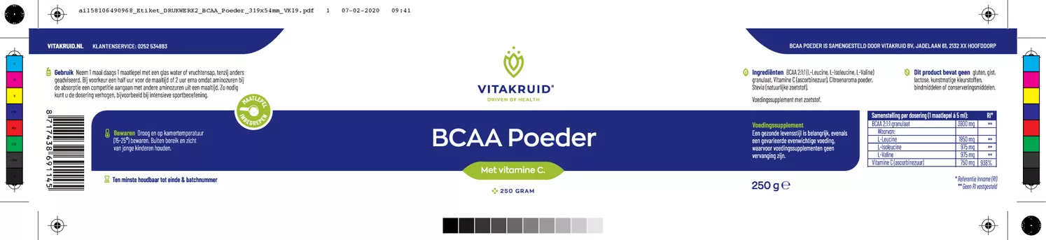 BCAA Poeder afbeelding van document #1, etiket