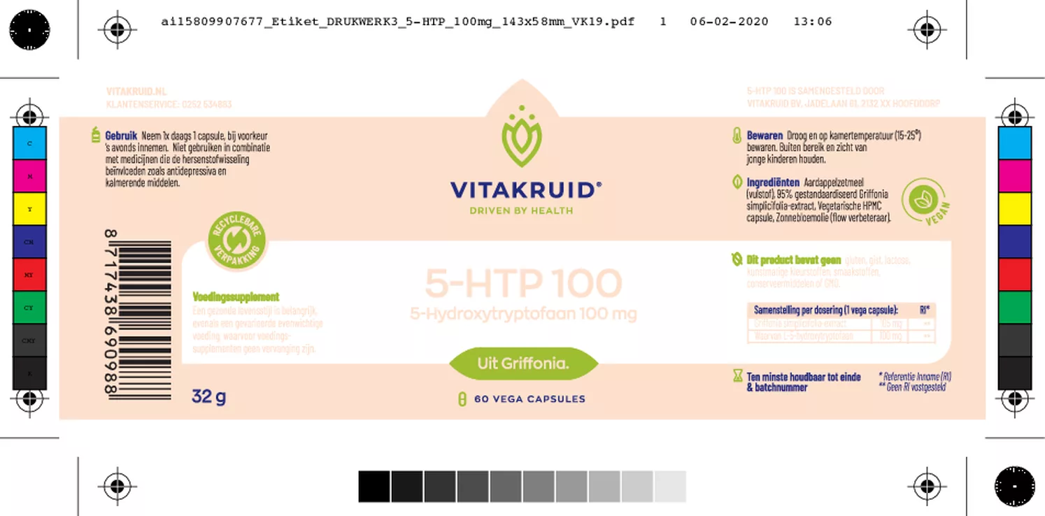 5-HTP 100mg Capsules afbeelding van document #1, etiket