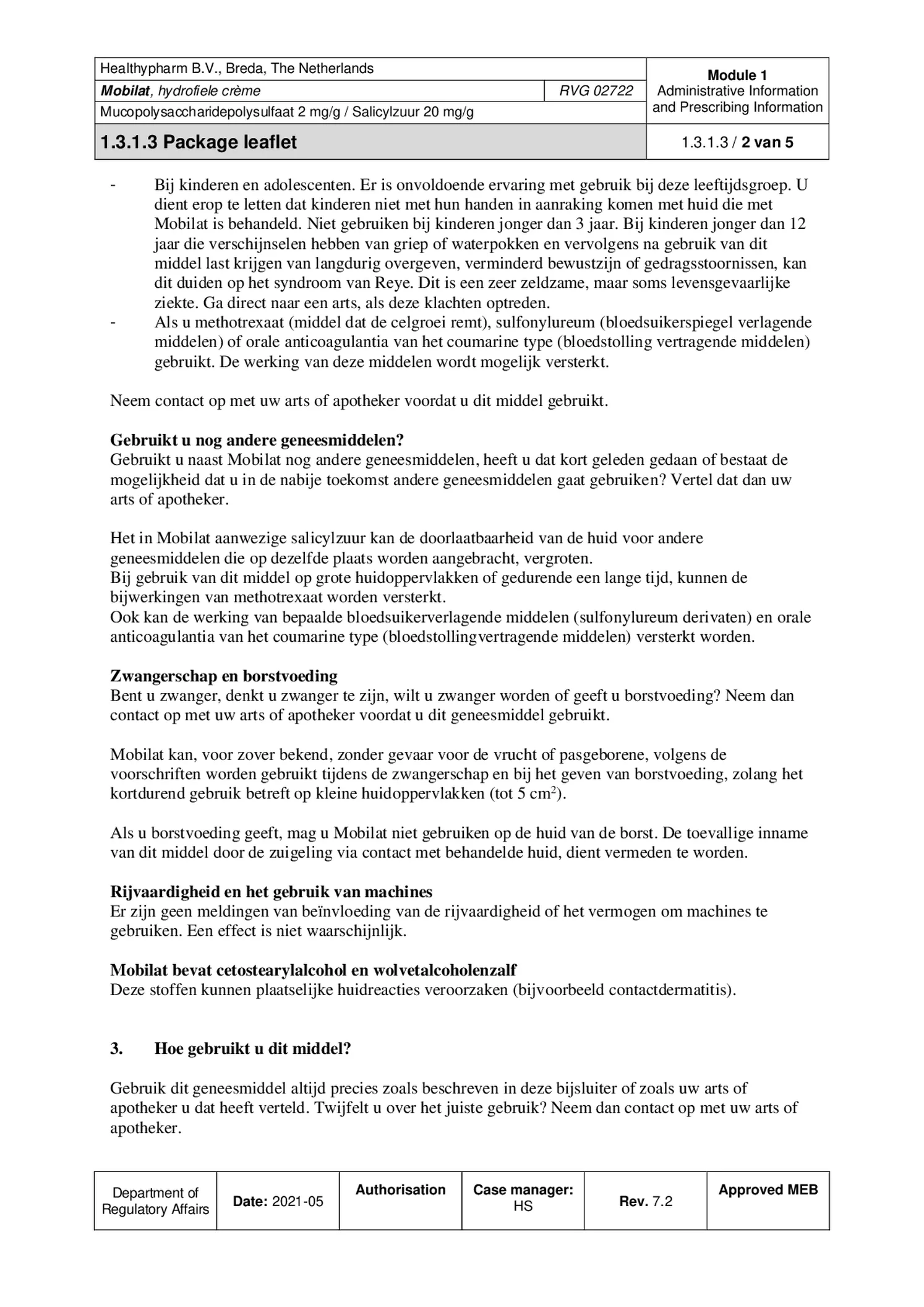 Mobilat Hydrofiele Creme afbeelding van document #2, bijsluiter