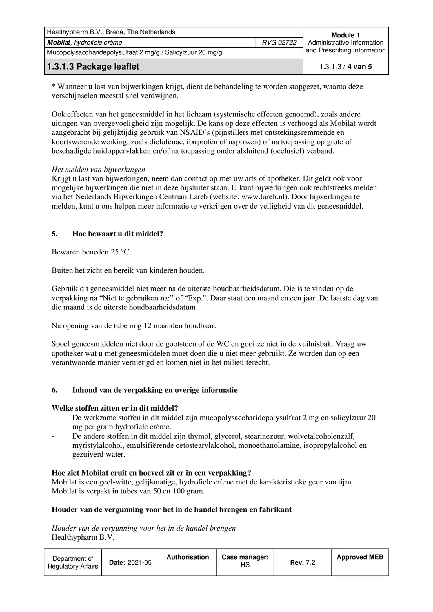 Mobilat Hydrofiele Creme afbeelding van document #4, bijsluiter