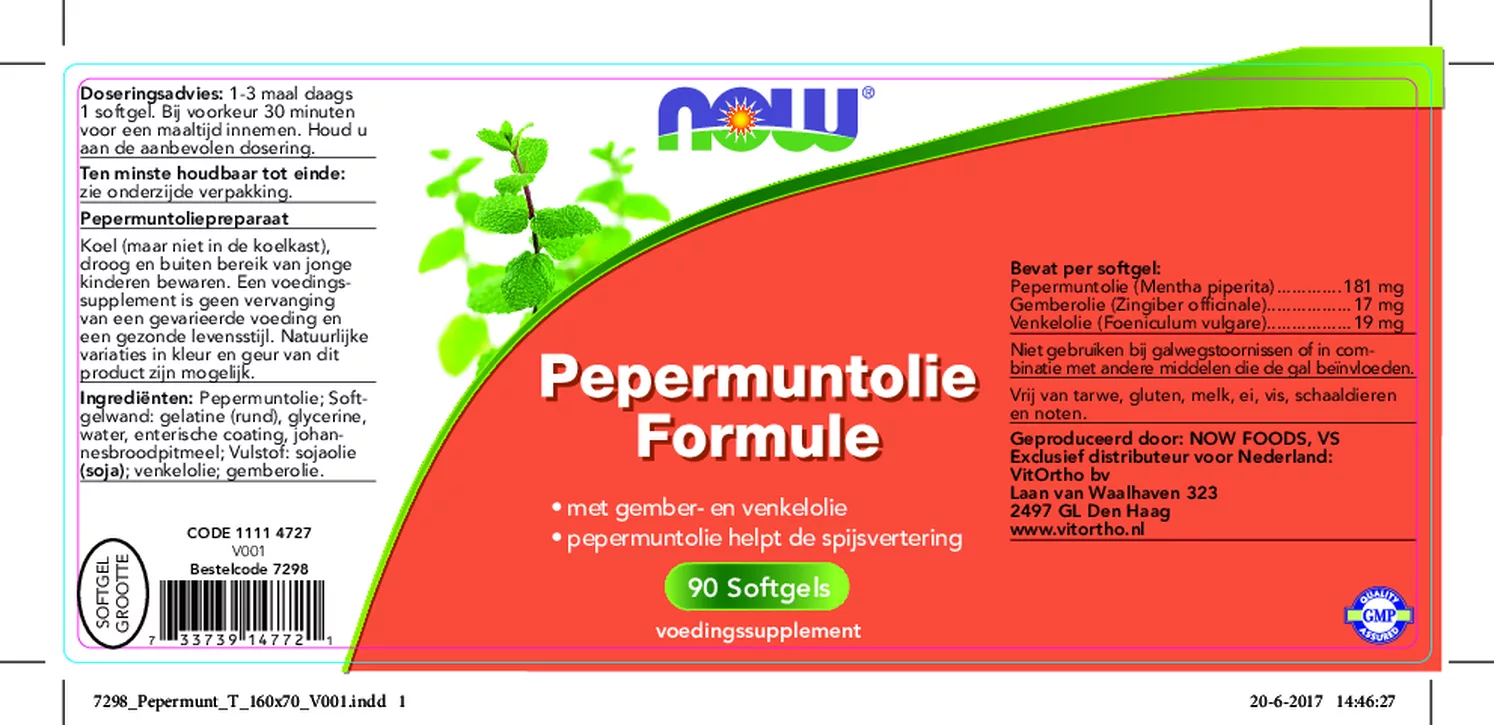 Pepermuntolie Formule Softgels afbeelding van document #1, etiket