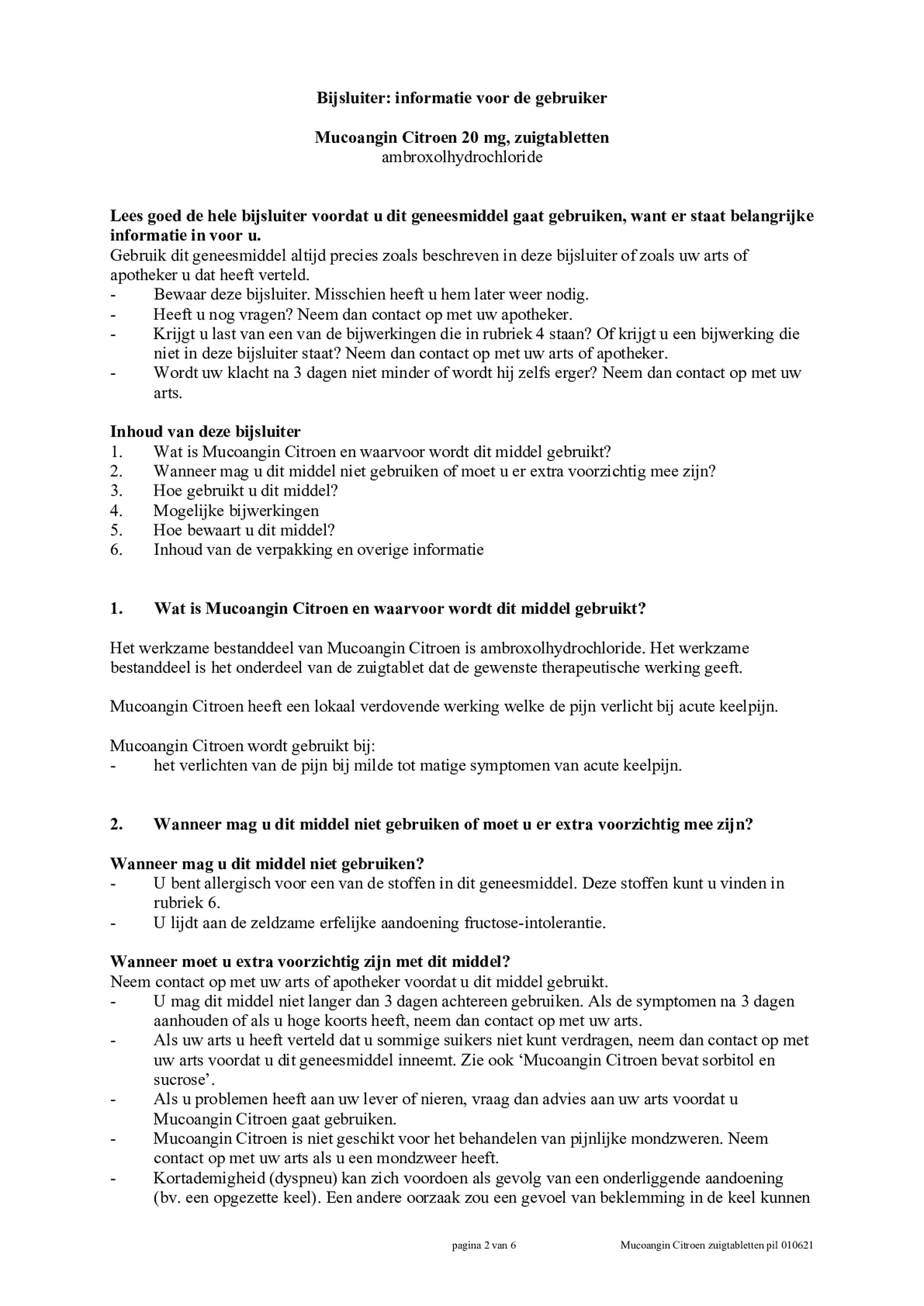 Ambroxol 20mg Citroen Zuigtabletten afbeelding van document #2, bijsluiter