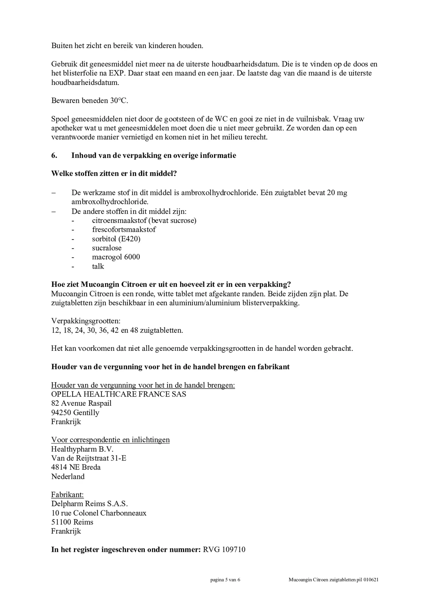 Ambroxol 20mg Citroen Zuigtabletten afbeelding van document #5, bijsluiter