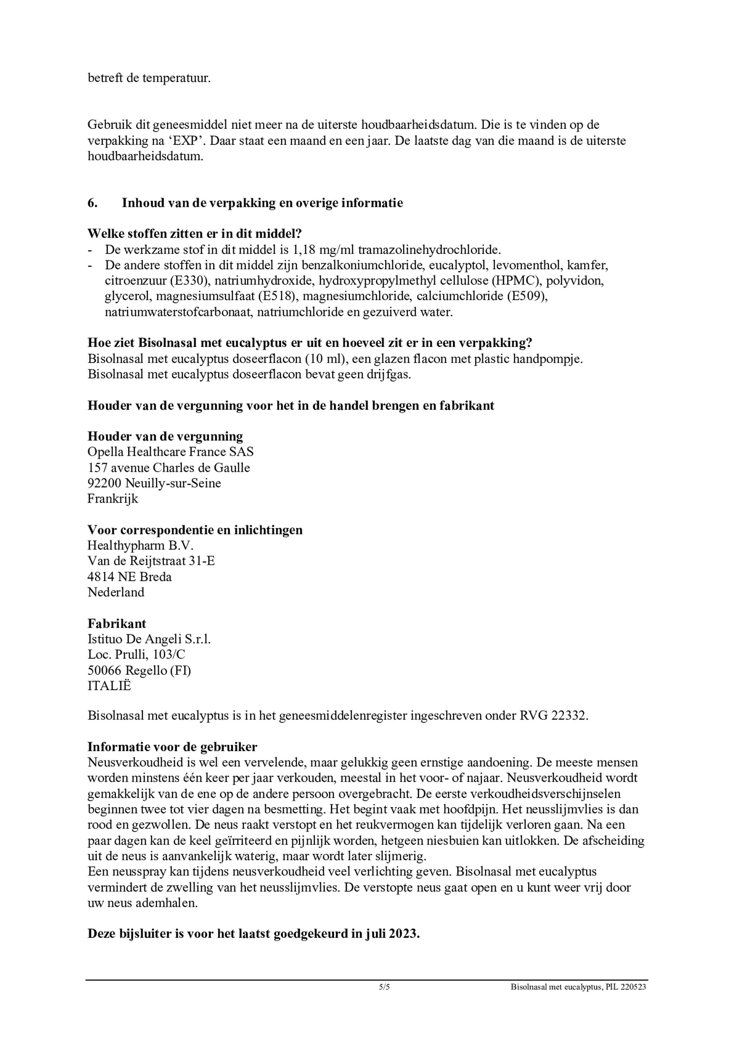 Bisolnasal Neusspray Eucalyptus afbeelding van document #5, bijsluiter