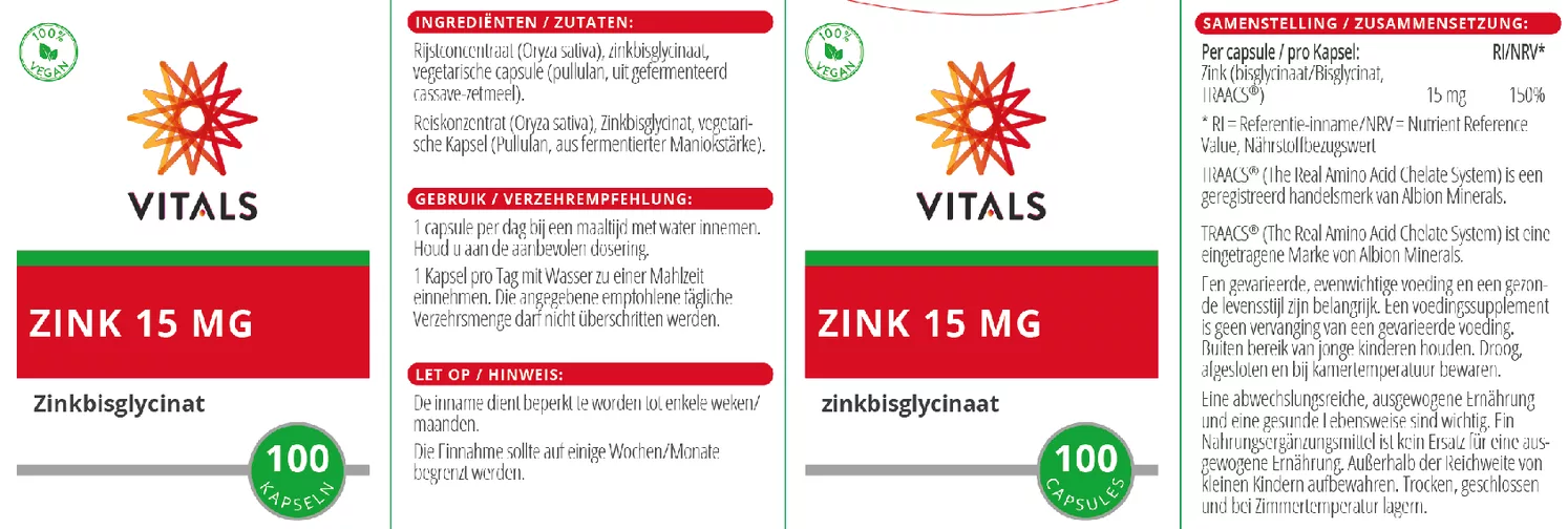 Zink 15mg Capsules afbeelding van document #1, etiket