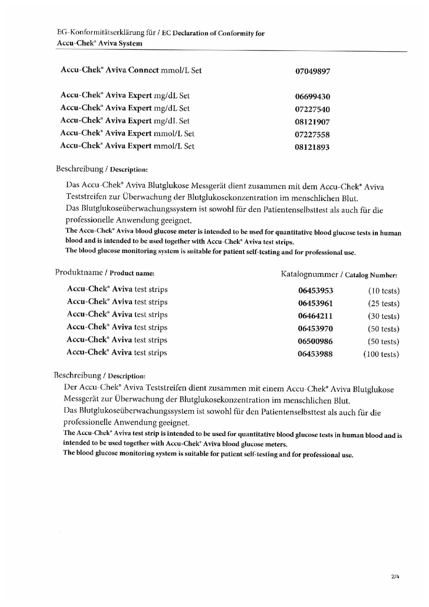 Accu Chek Test Strips Aviva afbeelding van document #2, gebruiksaanwijzing