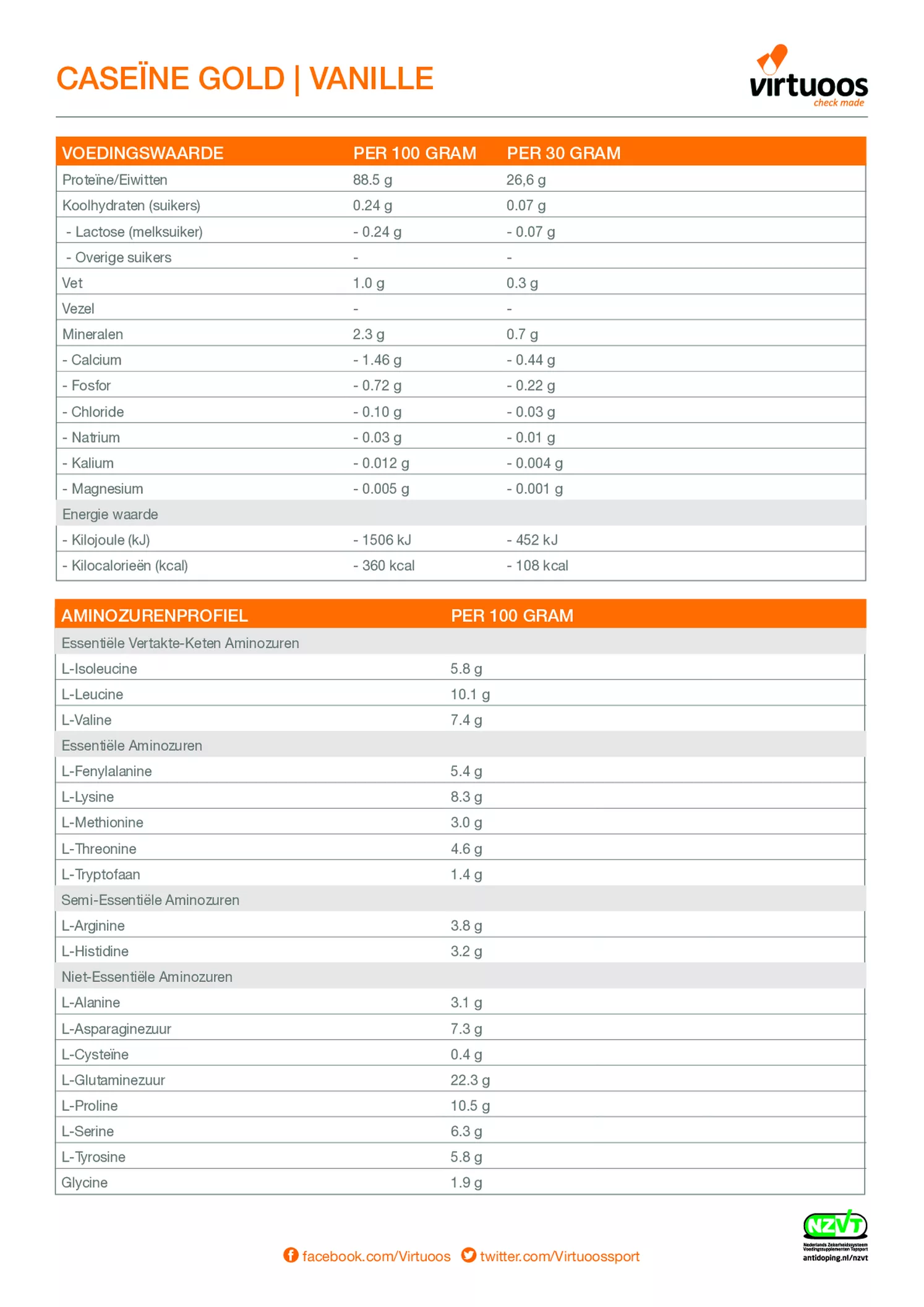 Caseine Gold Vanille afbeelding van document #2, etiket