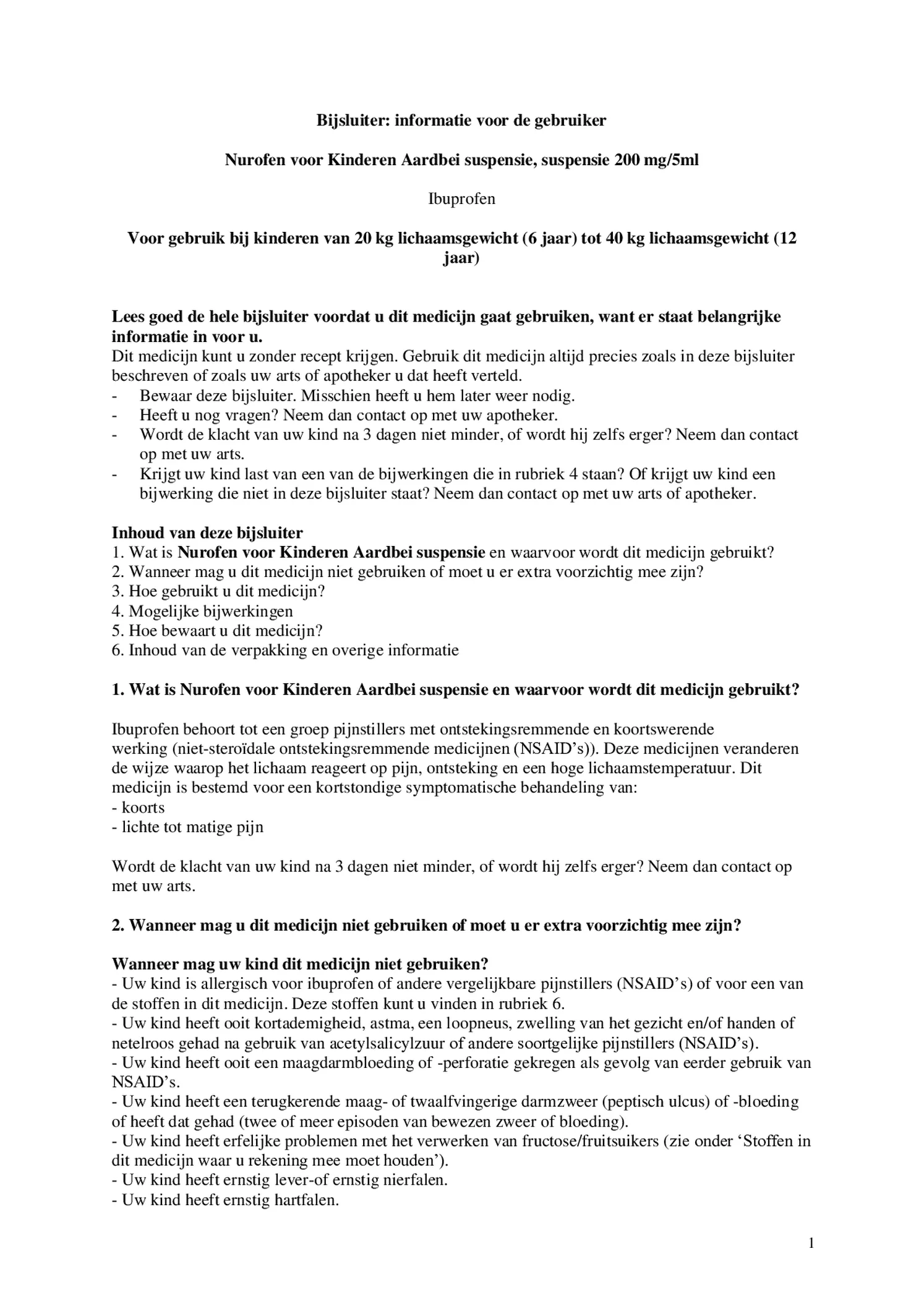 voor Kinderen Aardbei Suspensie afbeelding van document #1, bijsluiter