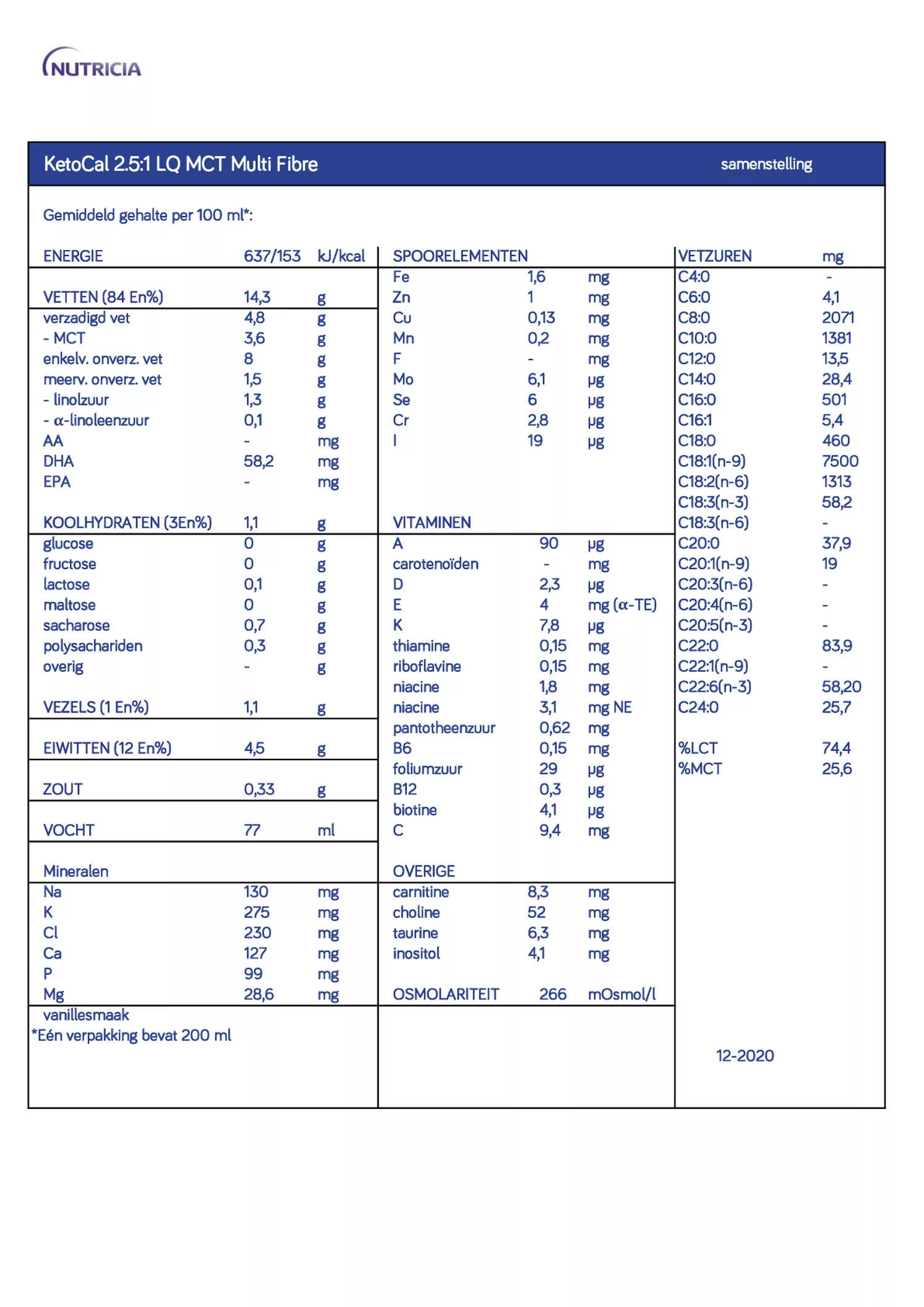 KetoCal 2.5:1 LQ MCT Multi Fibre Vanille afbeelding van document #1, informatiefolder