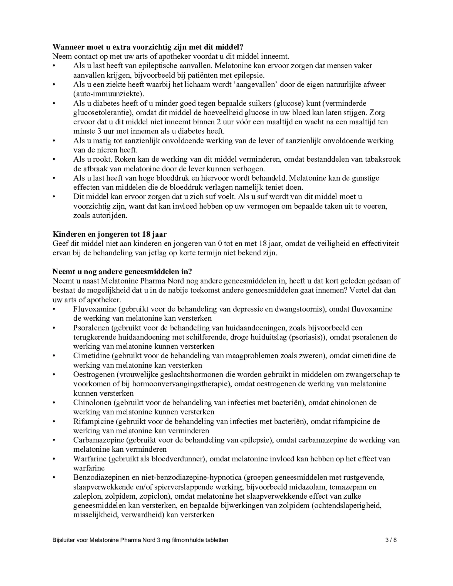 Melatonine 3mg Tabletten afbeelding van document #3, bijsluiter