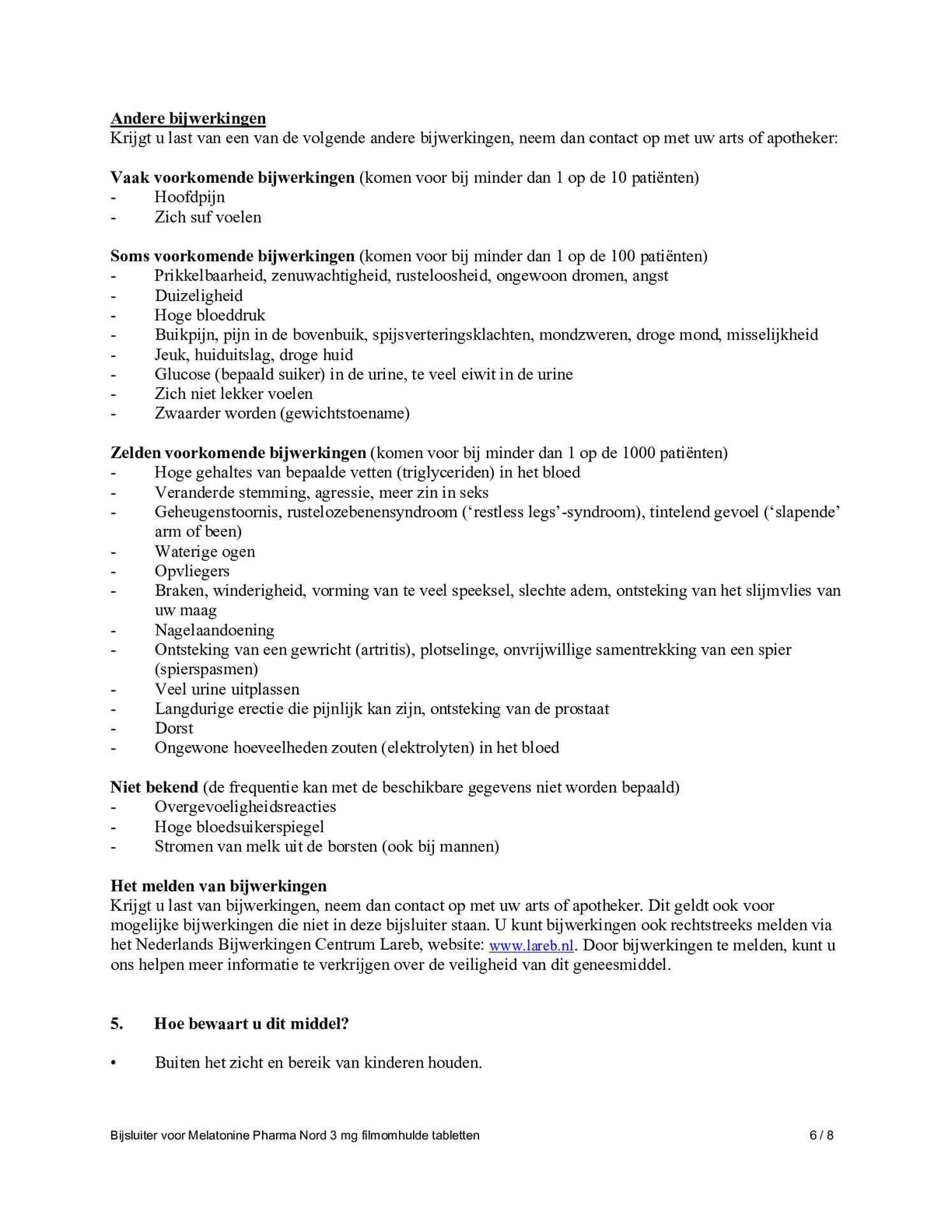 Melatonine 3mg Tabletten afbeelding van document #6, bijsluiter