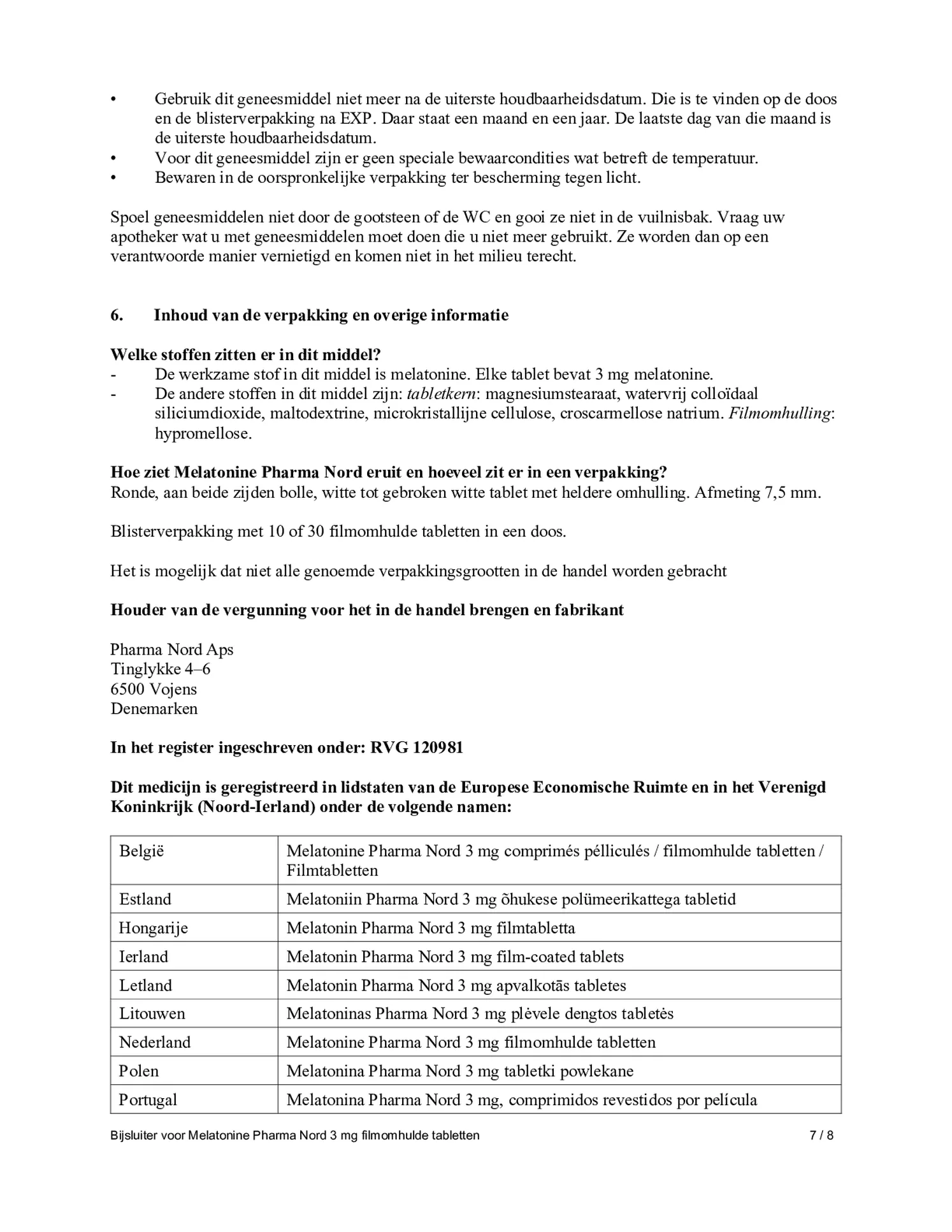 Melatonine 3mg Tabletten afbeelding van document #7, bijsluiter