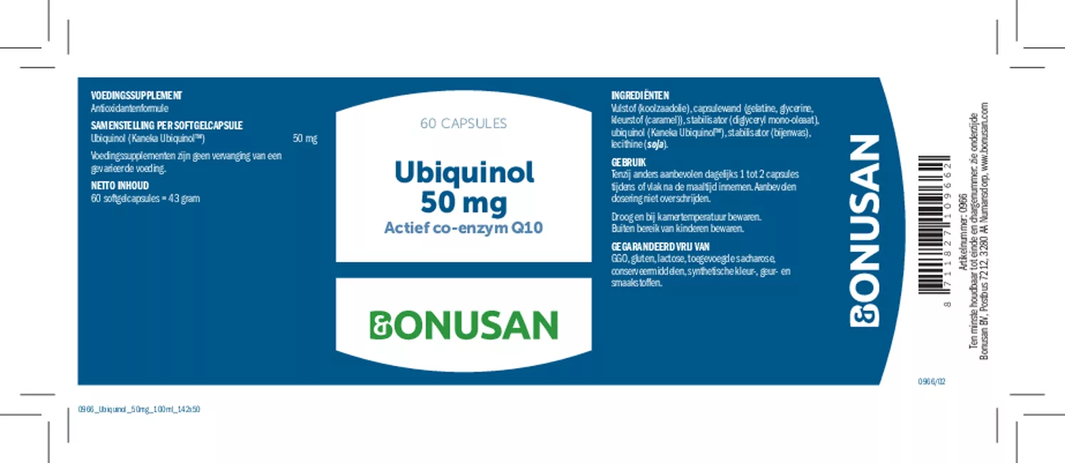 Ubiquinol 50mg Softgels afbeelding van document #1, etiket